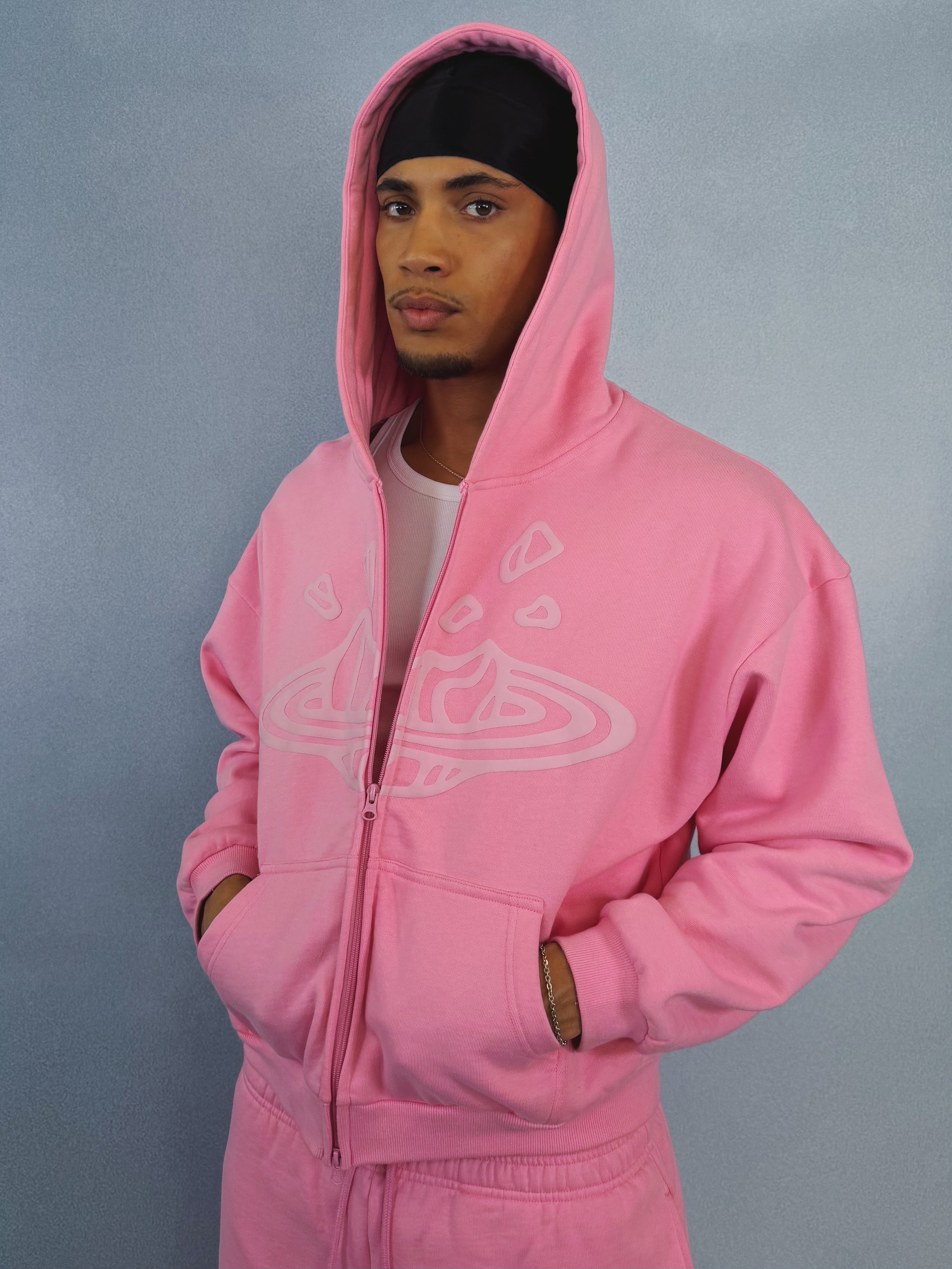 Broken Planet Zip-up Hoodie - Candy Pink - 3
