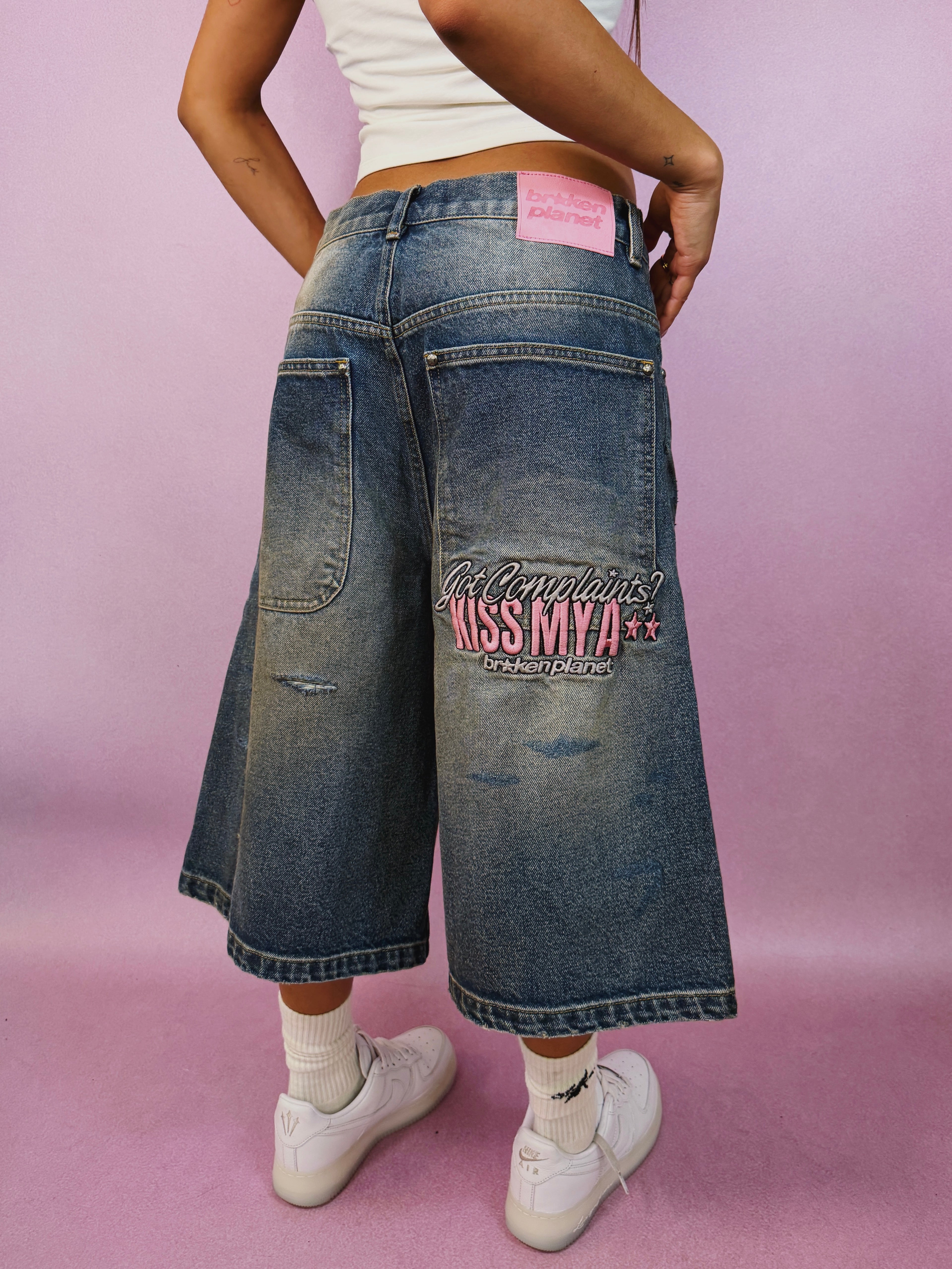 Distressed Denim Shorts - Washed Blue - 4
