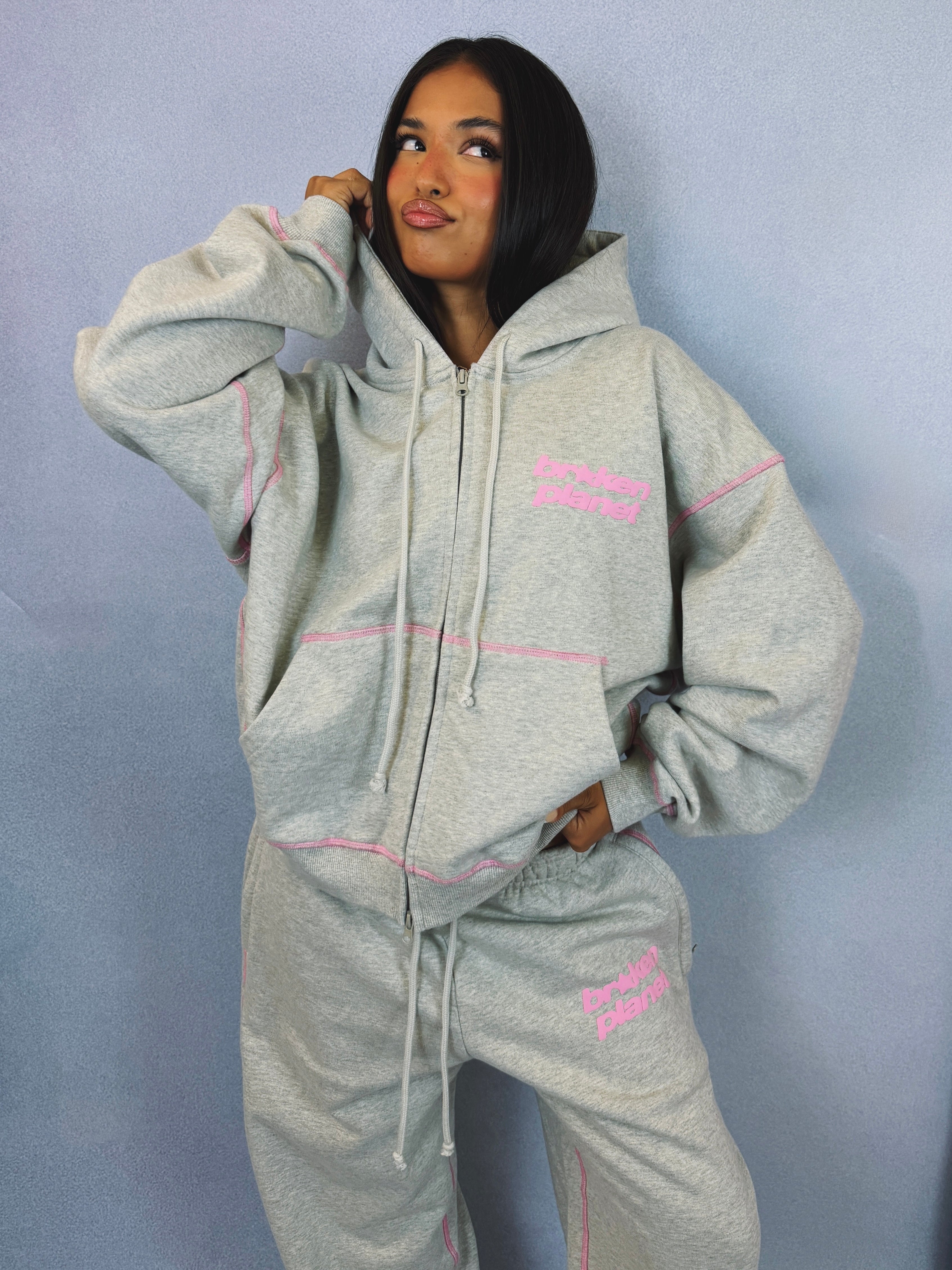 Star Logo Coverstitch Zip-up Hoodie - Ash Heather Gray - 5