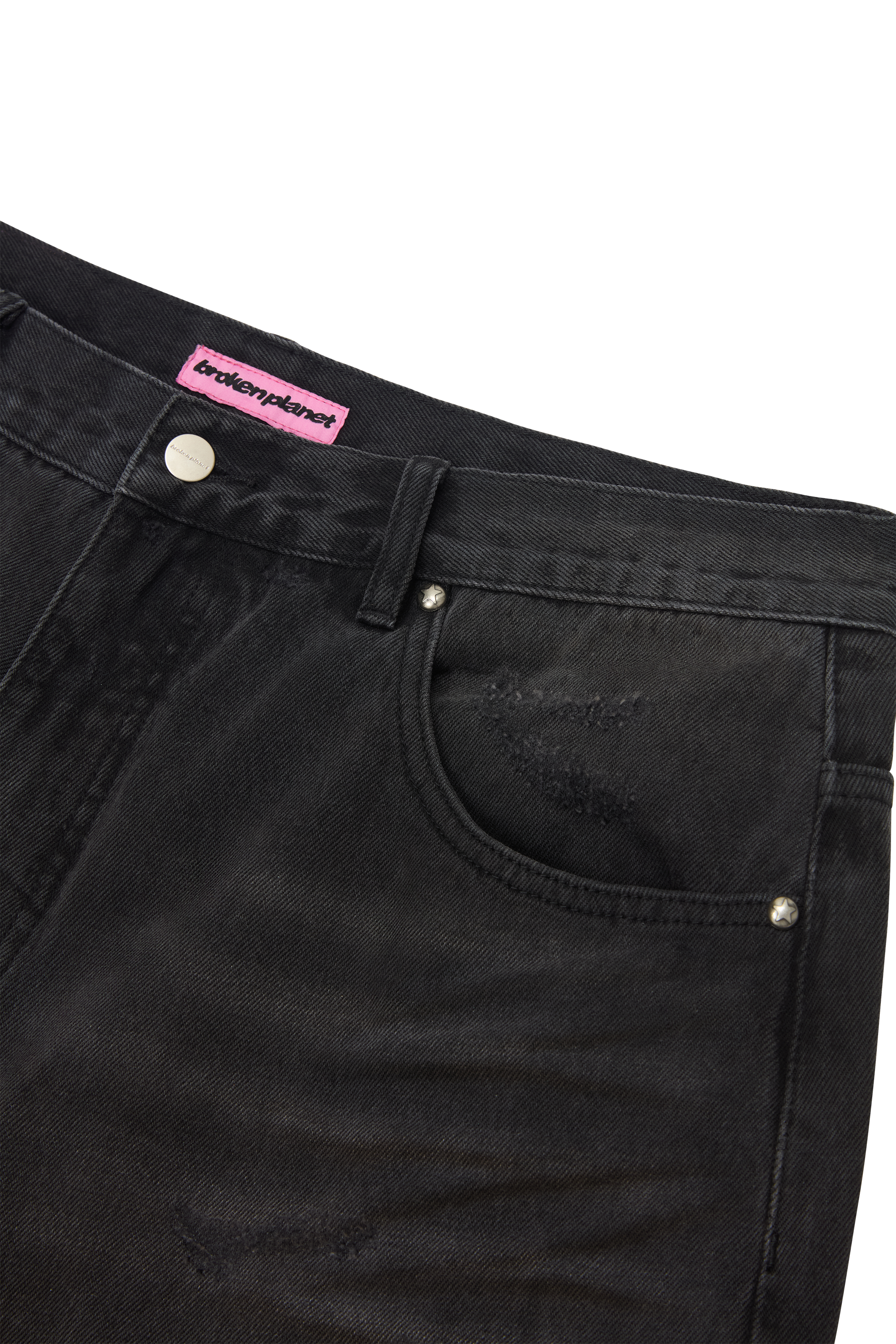 Distressed Denim Shorts - Washed Midnight Black - 5