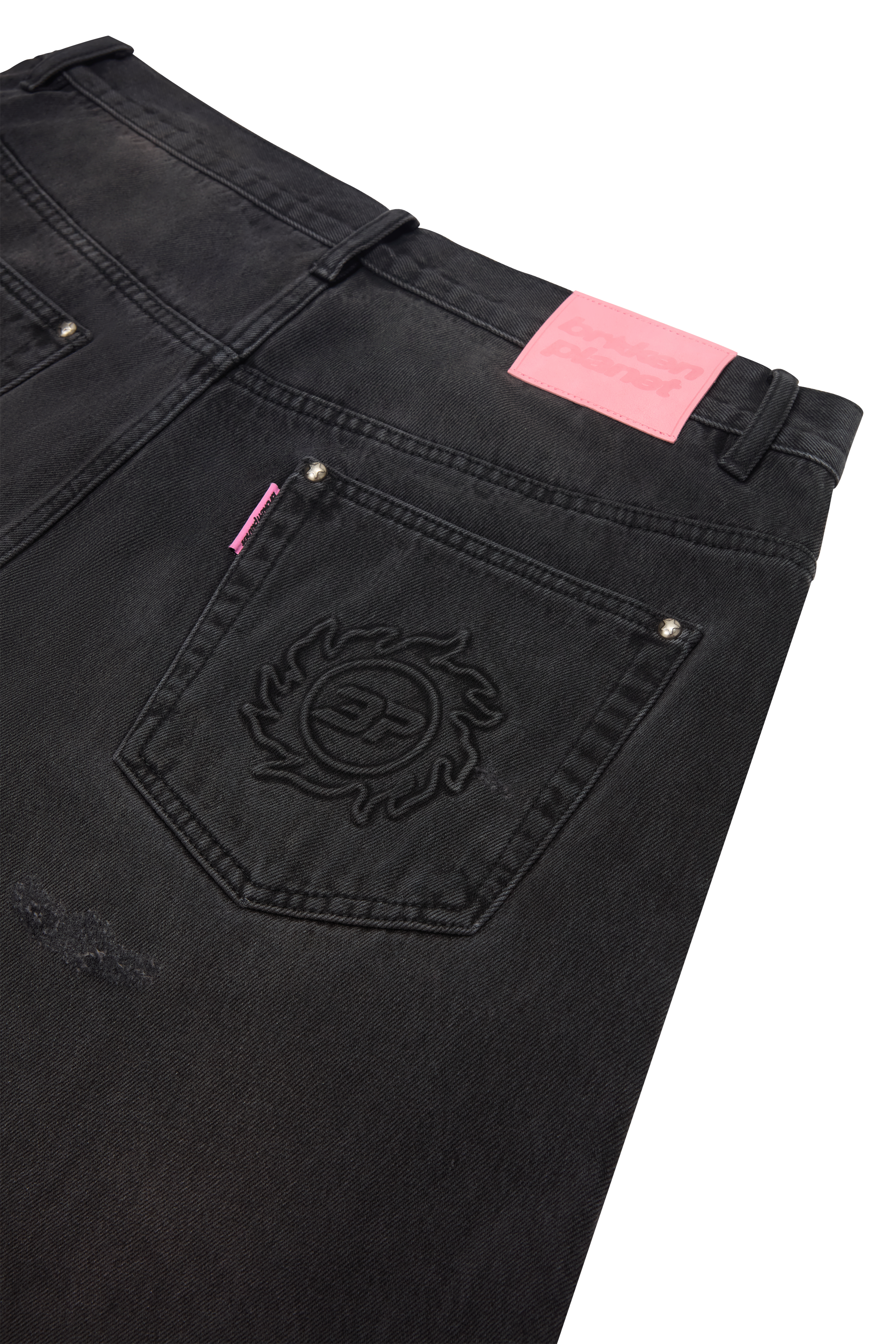 Distressed Denim Shorts - Washed Midnight Black - 4
