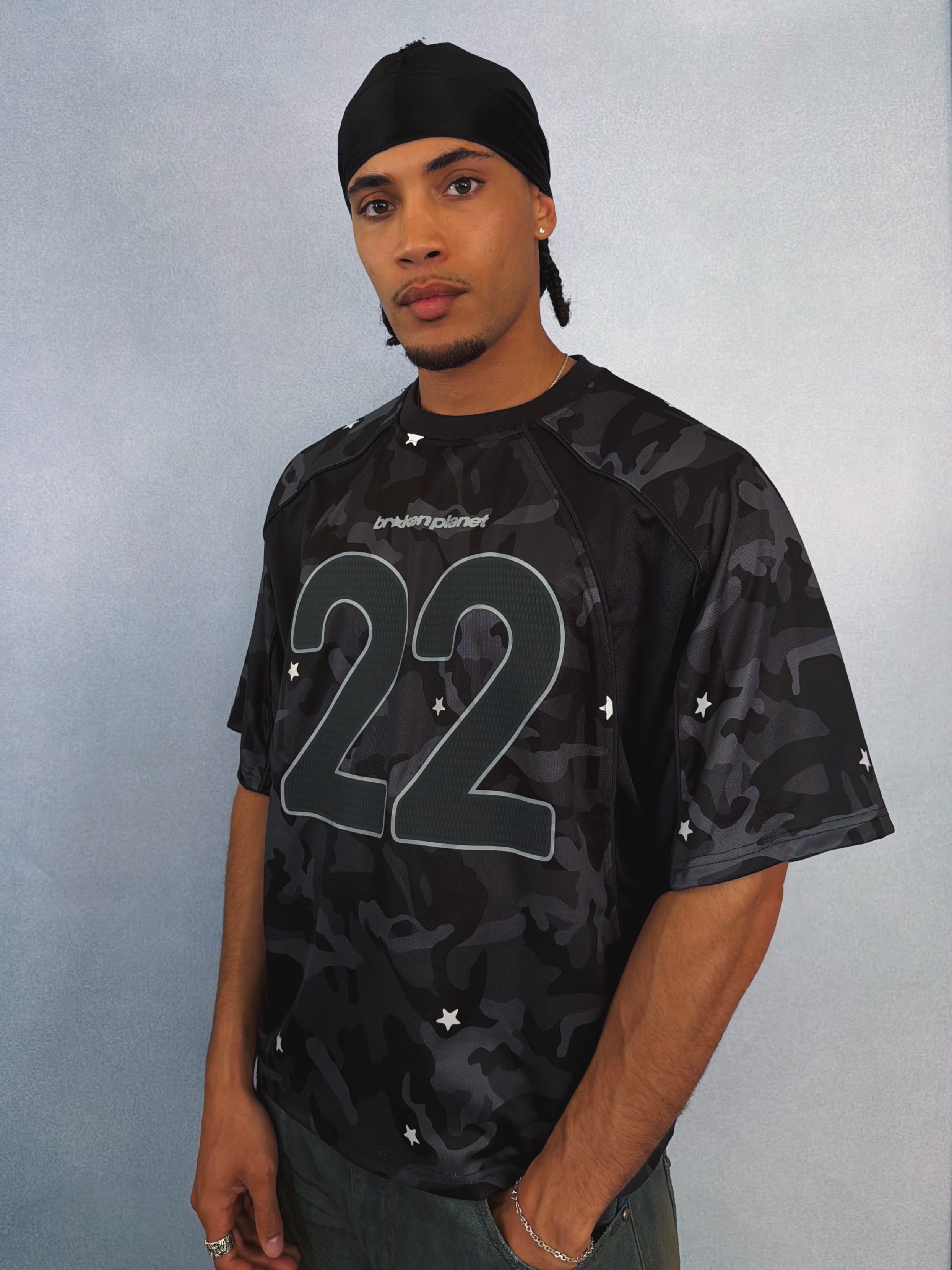 Star Camo Reflective Football Jersey - Black Star Camo - 3