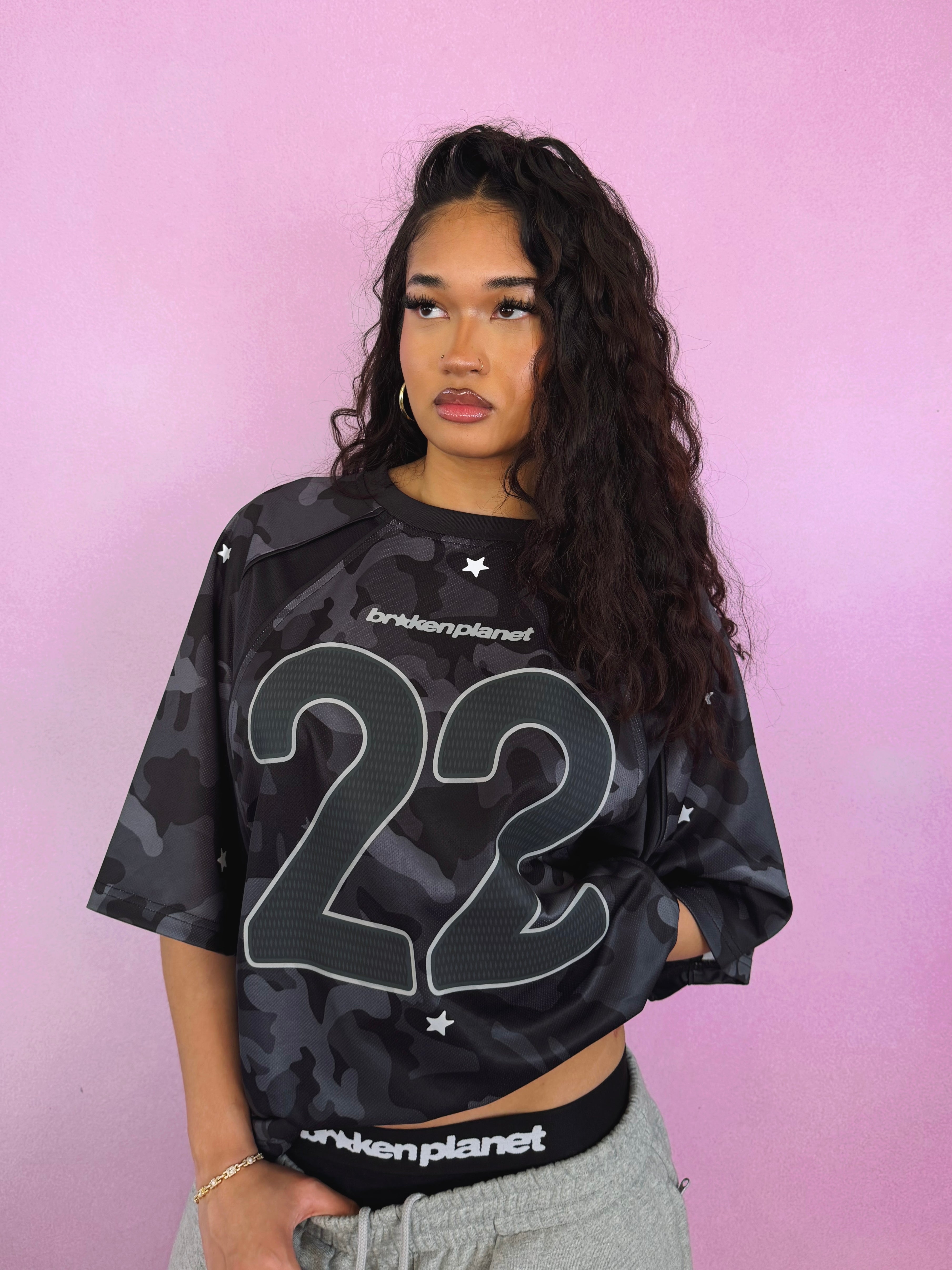Star Camo Reflective Football Jersey - Black Star Camo - 5