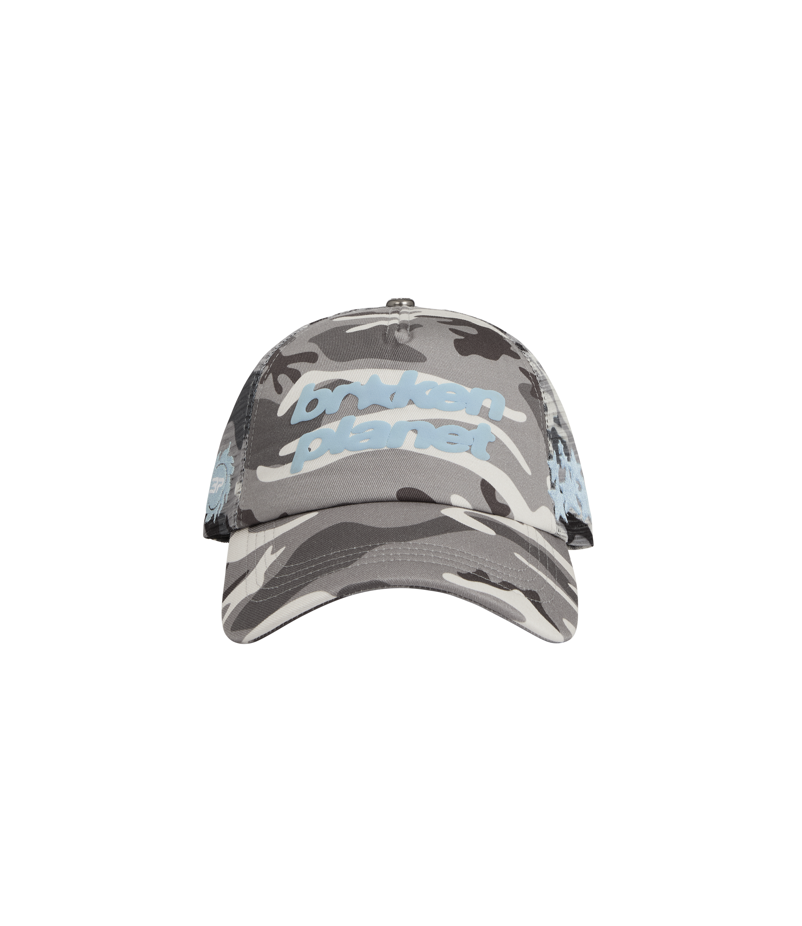 Broken Planet Trucker Hat - Heather Gray/Snow Star Camo