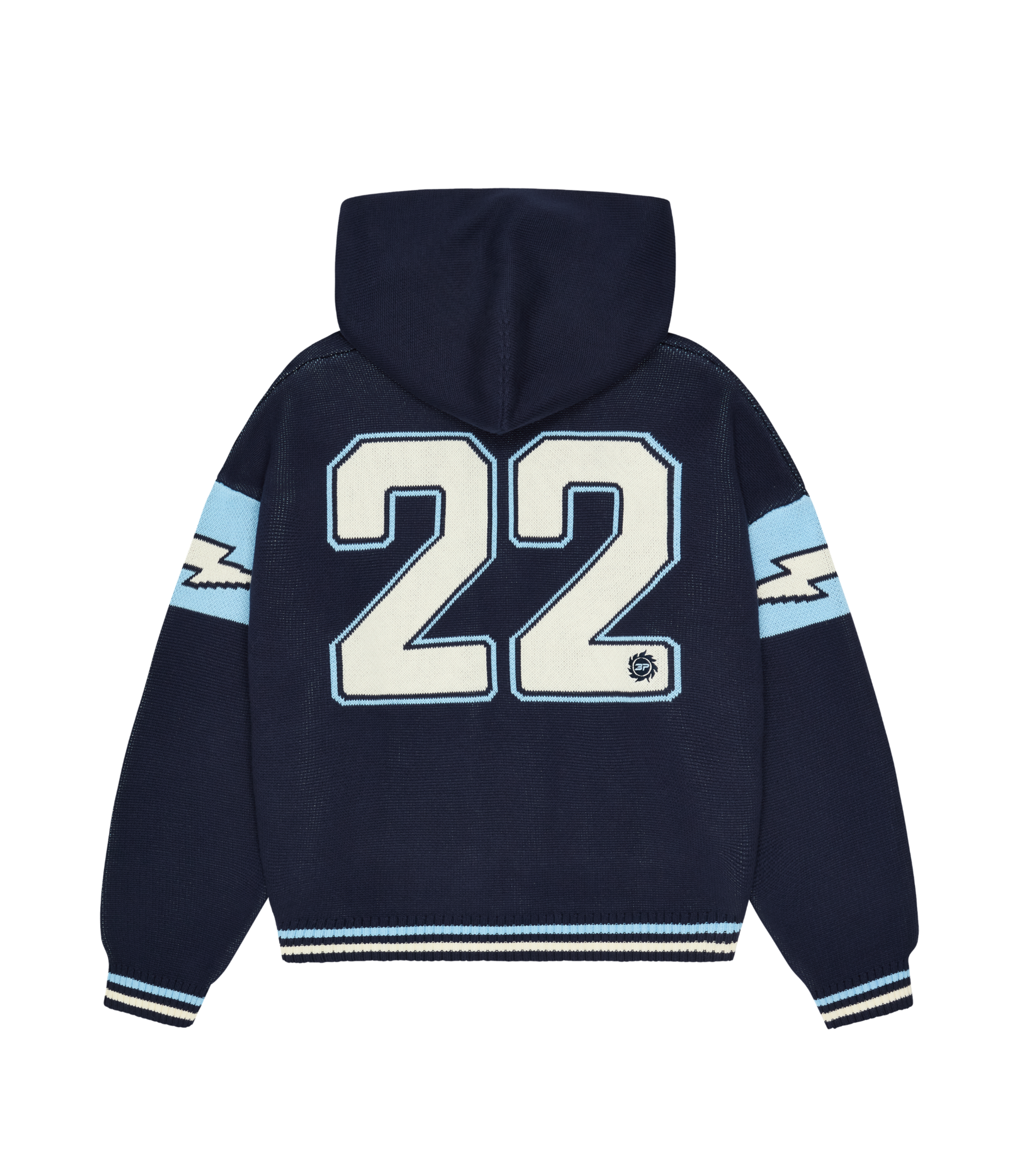 Varsity Knit Zip-Up Hoodie - Navy Blue - 2