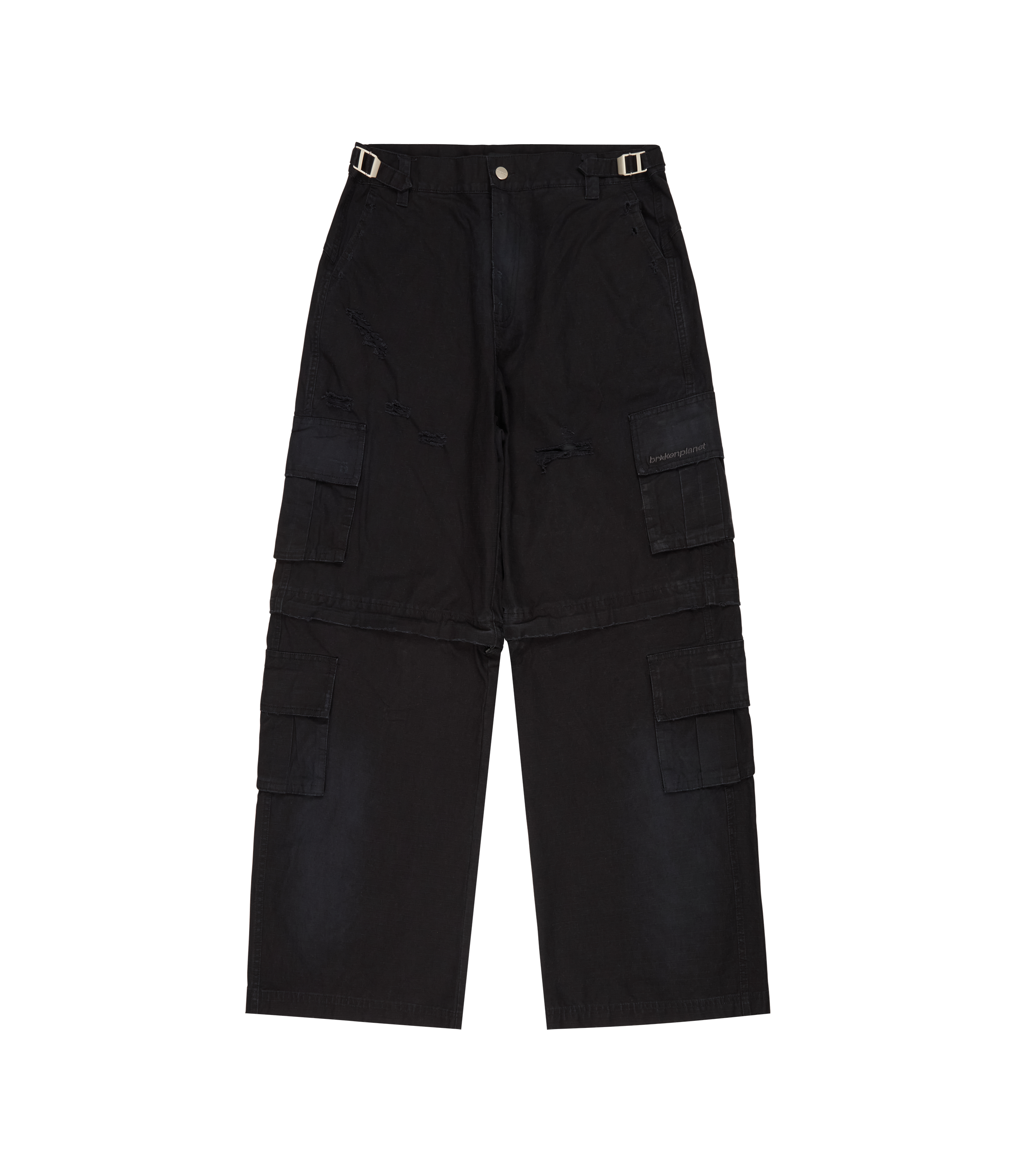 2-in-1 Star Camo Cargo Pants/Shorts - Washed Black