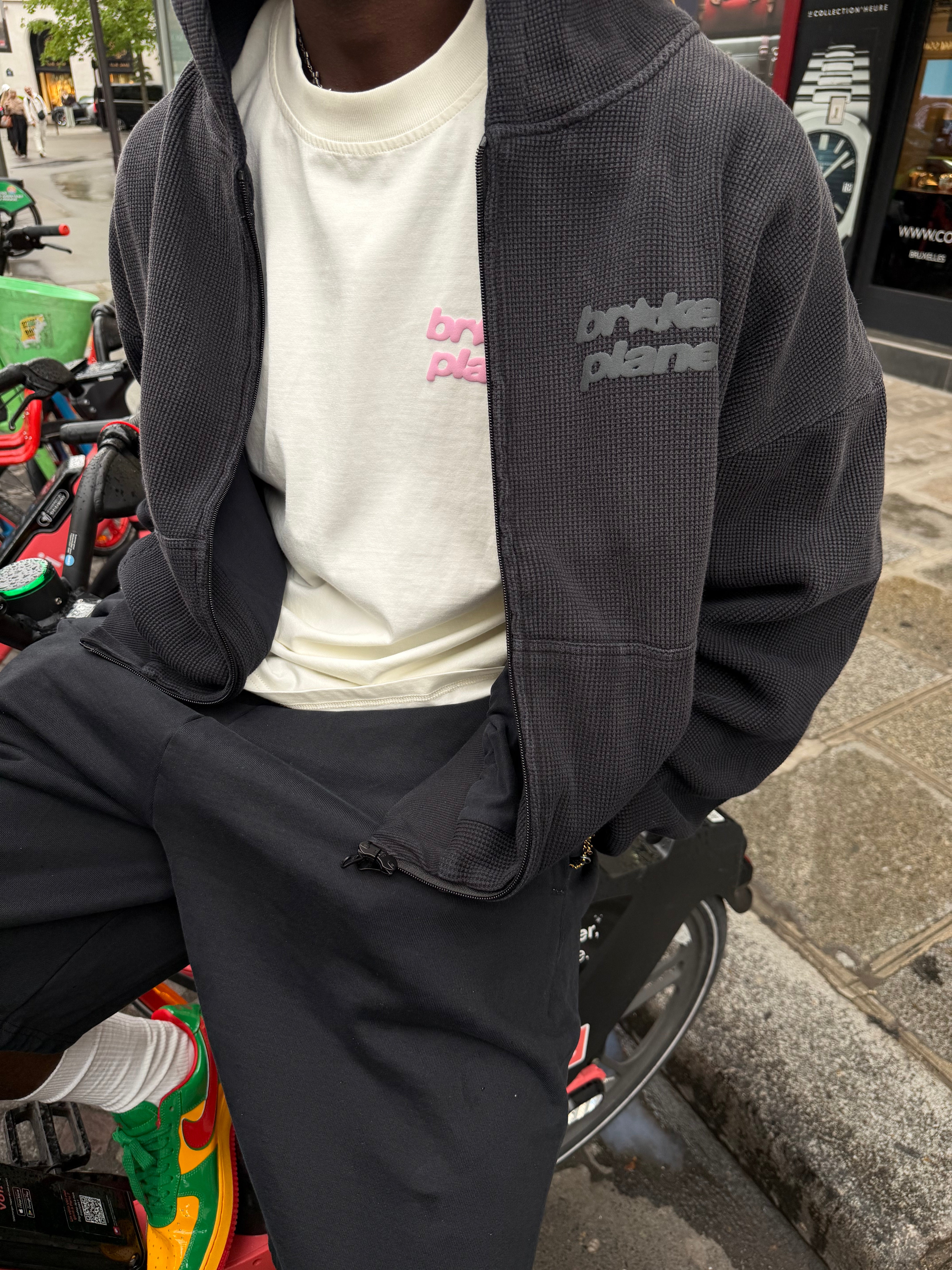 Star Logo Sunfaded Waffle Zip-up - Midnight Black - 4