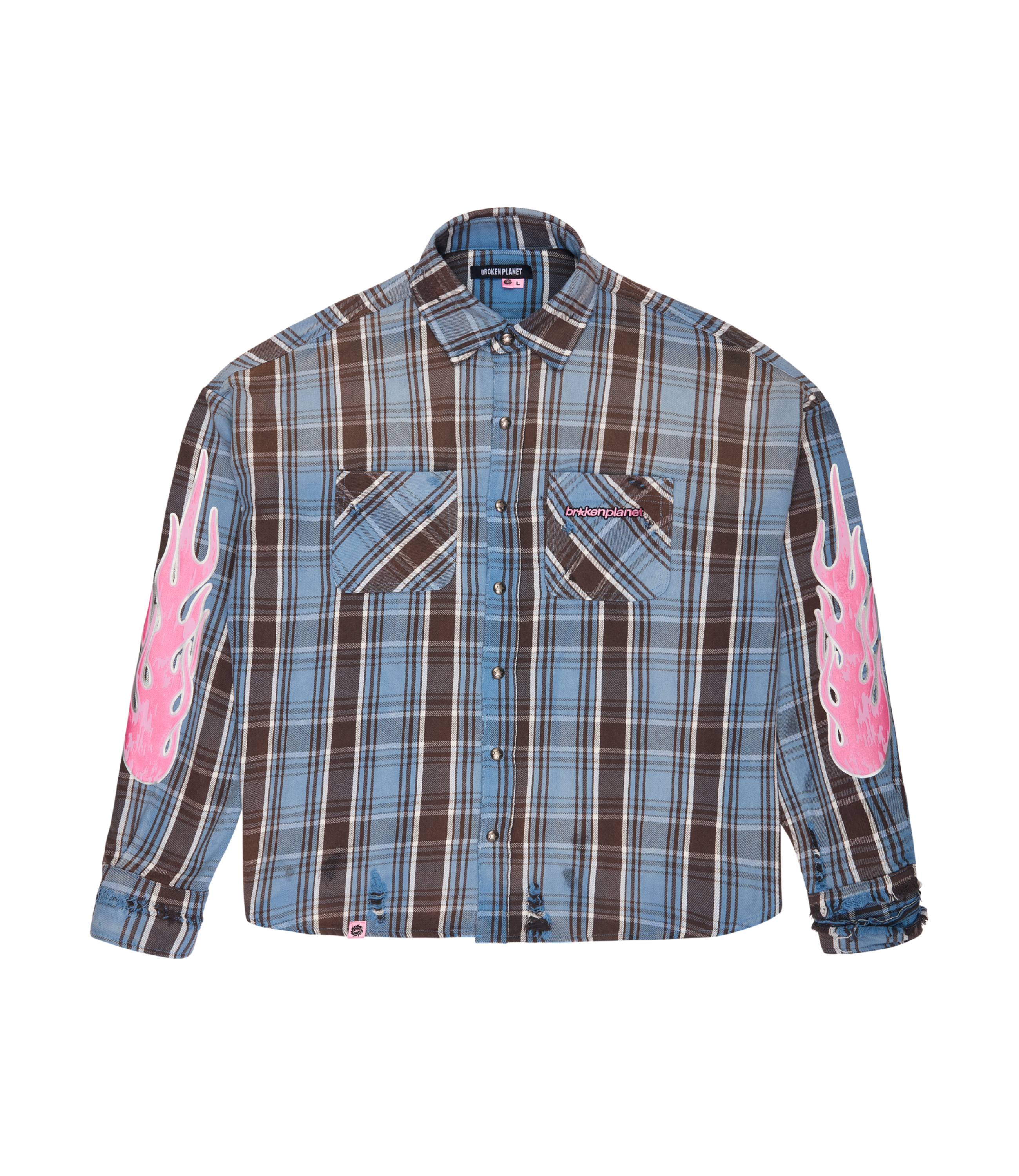 Distressed Flannel Shirt - Blue Tartan