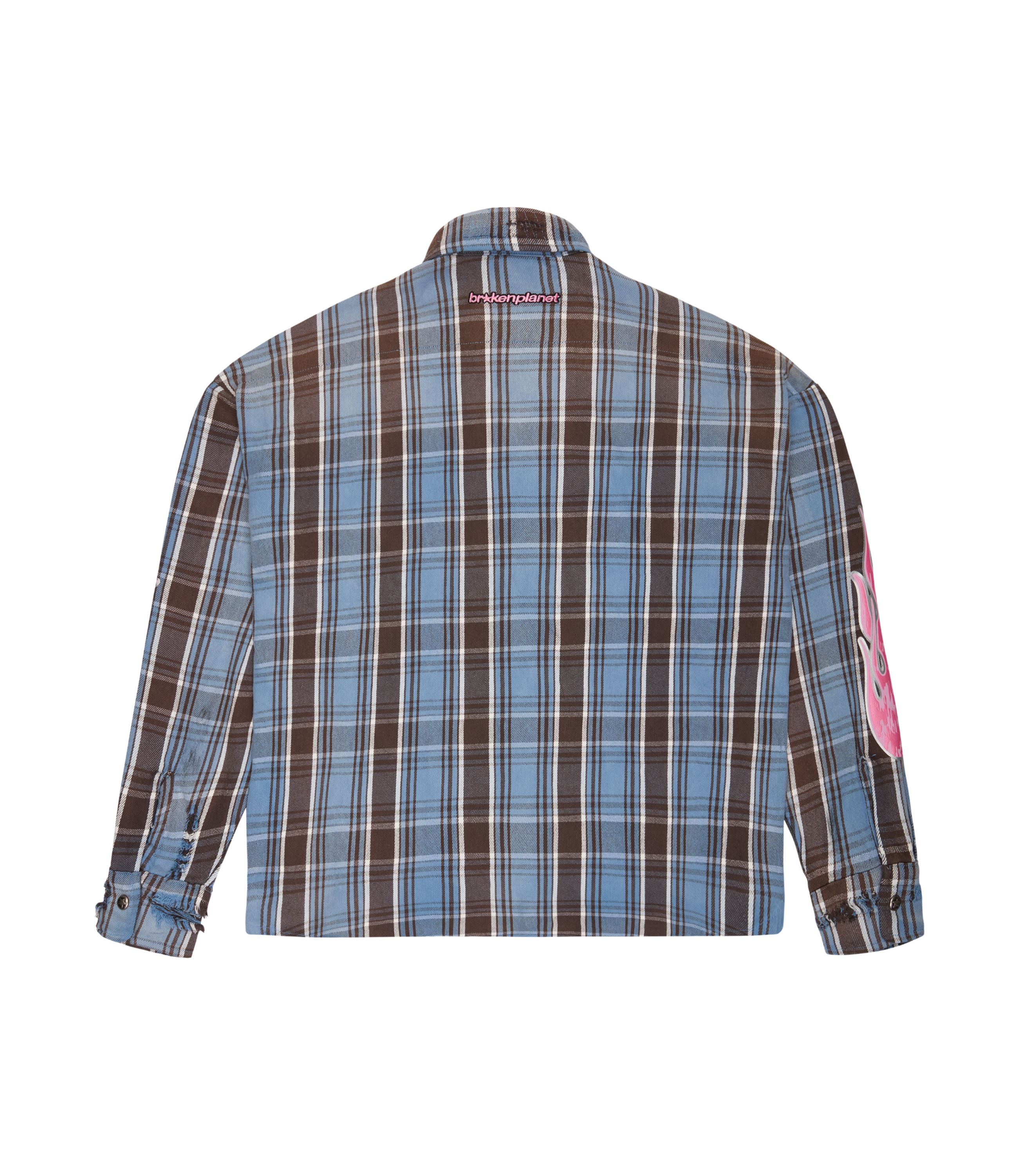 Distressed Flannel Shirt - Blue Tartan - 2