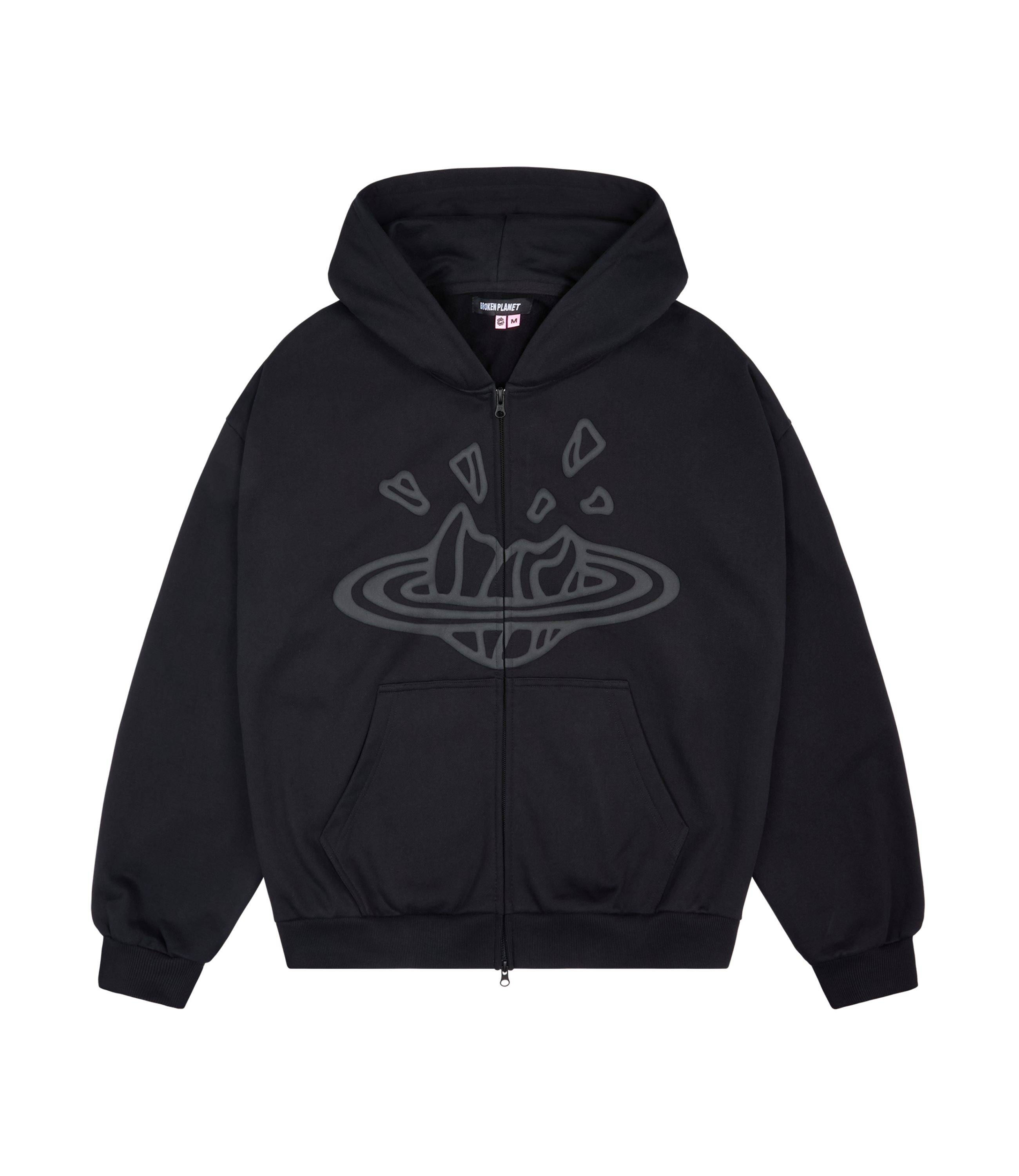 Broken Planet Zip Up Hoodie - Midnight Black