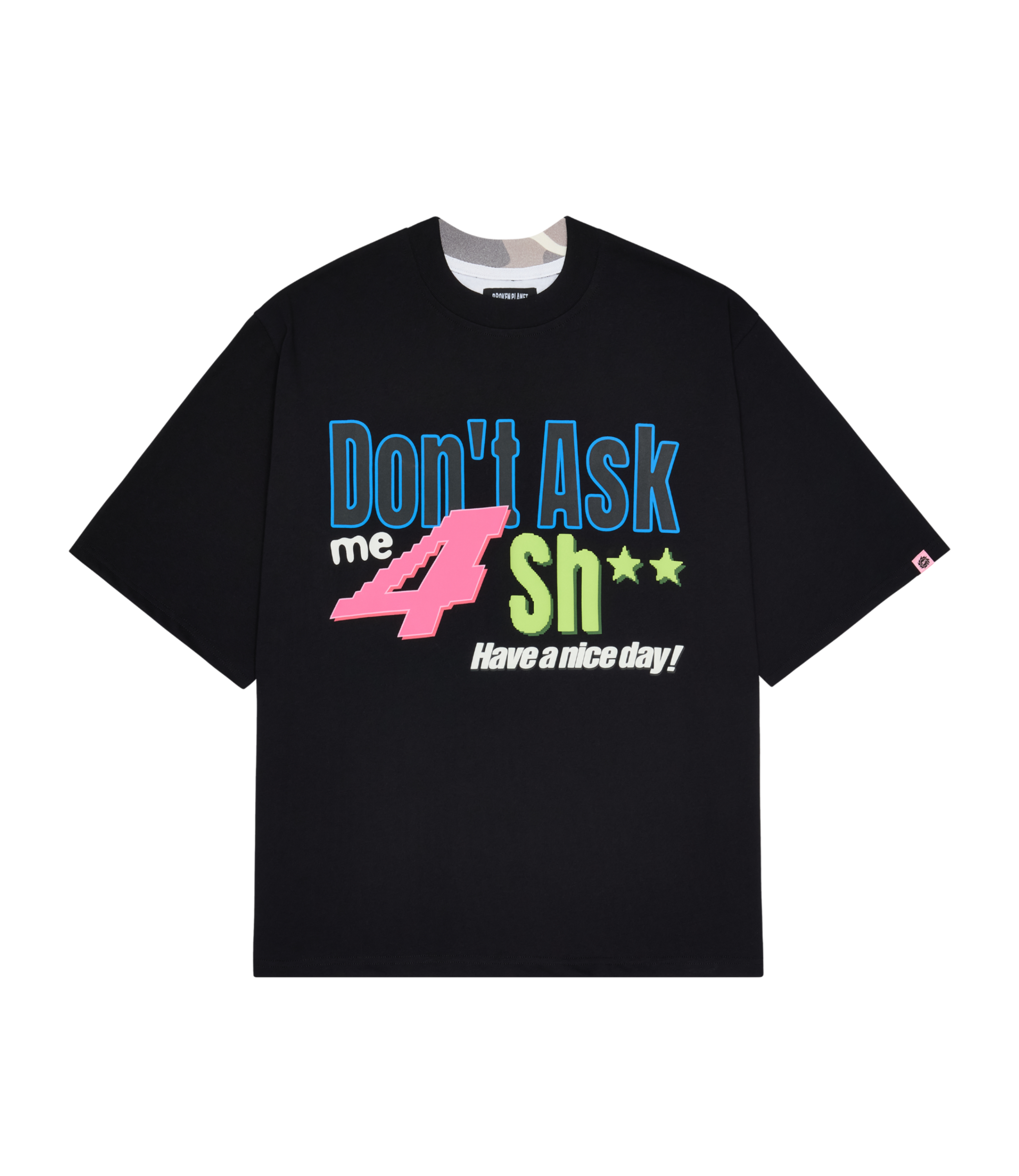Don't Ask Me Split Camo T-shirt - Midnight Black/Snow Camo