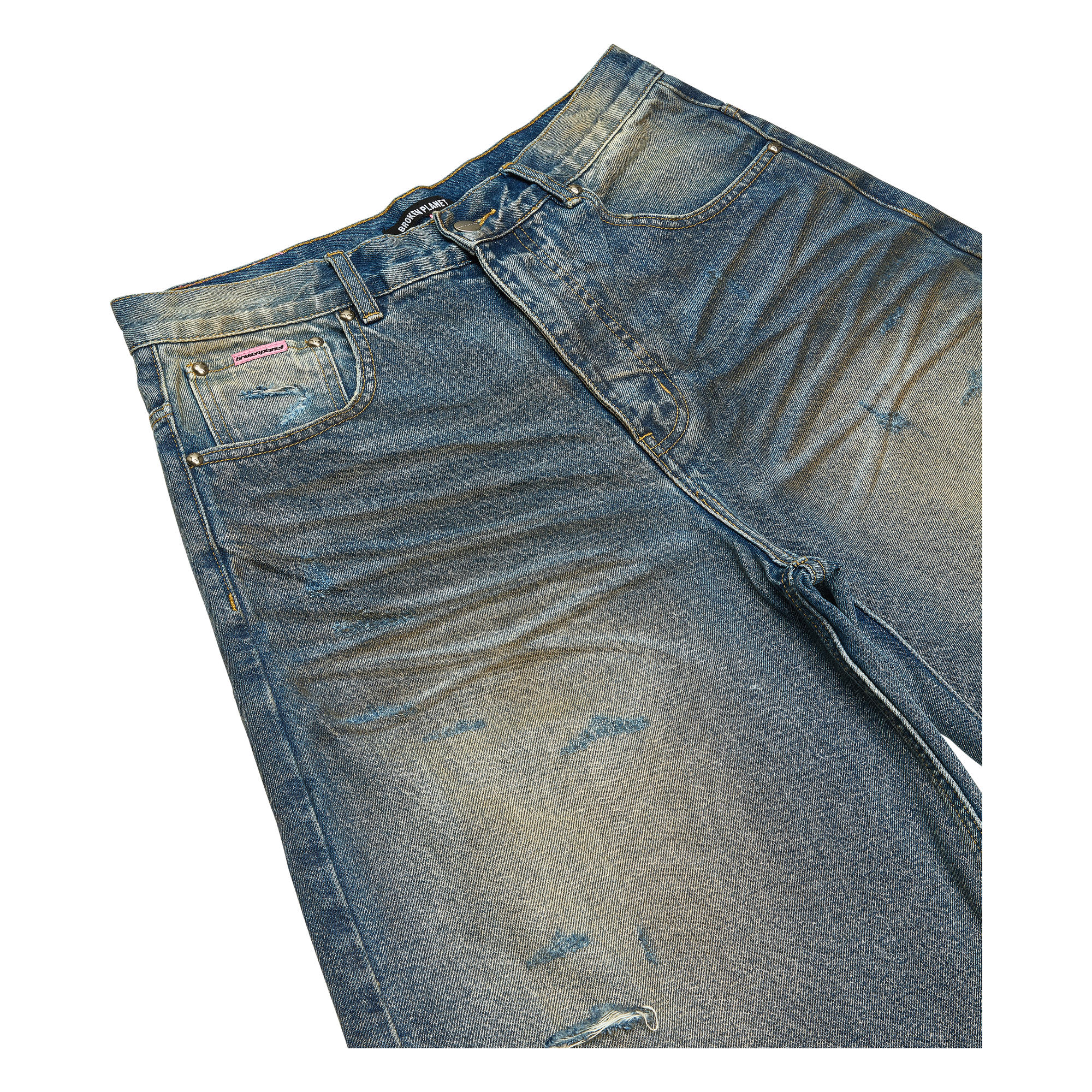 Distressed Denim Shorts - Washed Blue - 6