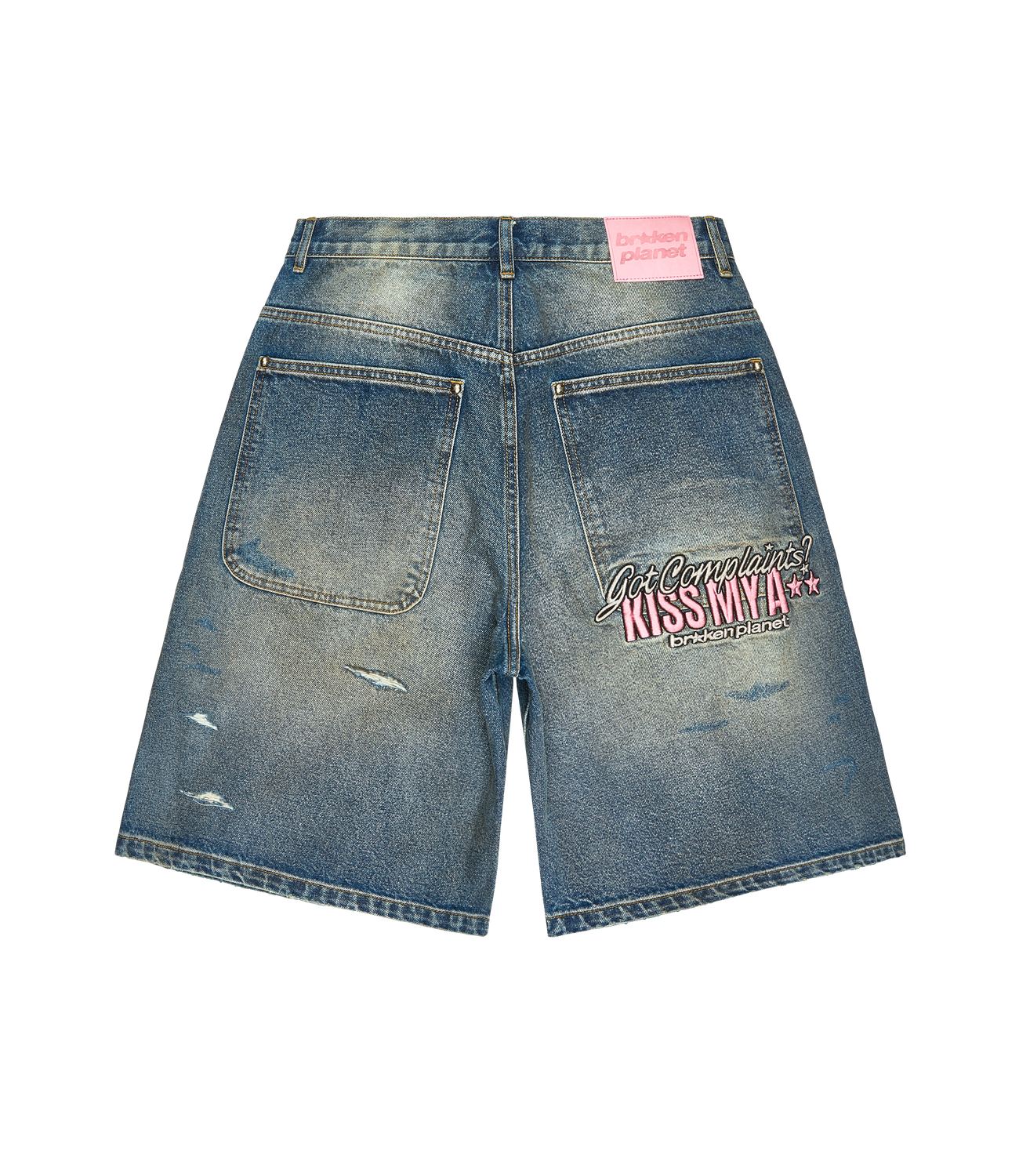 Distressed Denim Shorts - Washed Blue - 2