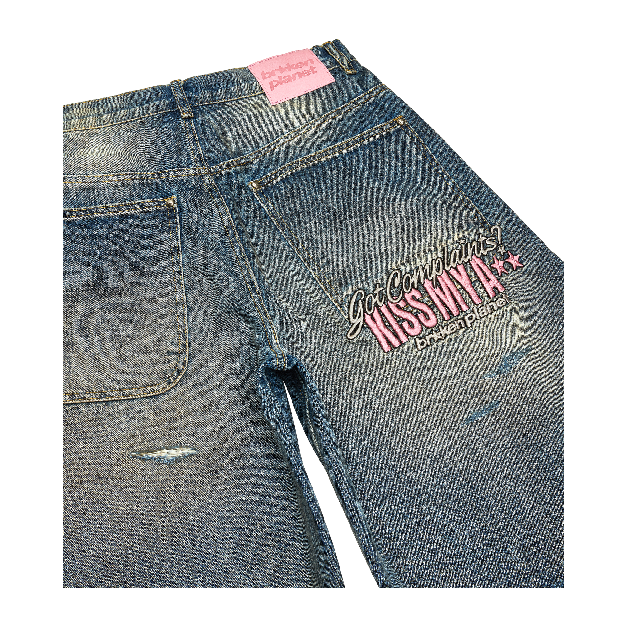 Distressed Denim Shorts - Washed Blue - 7