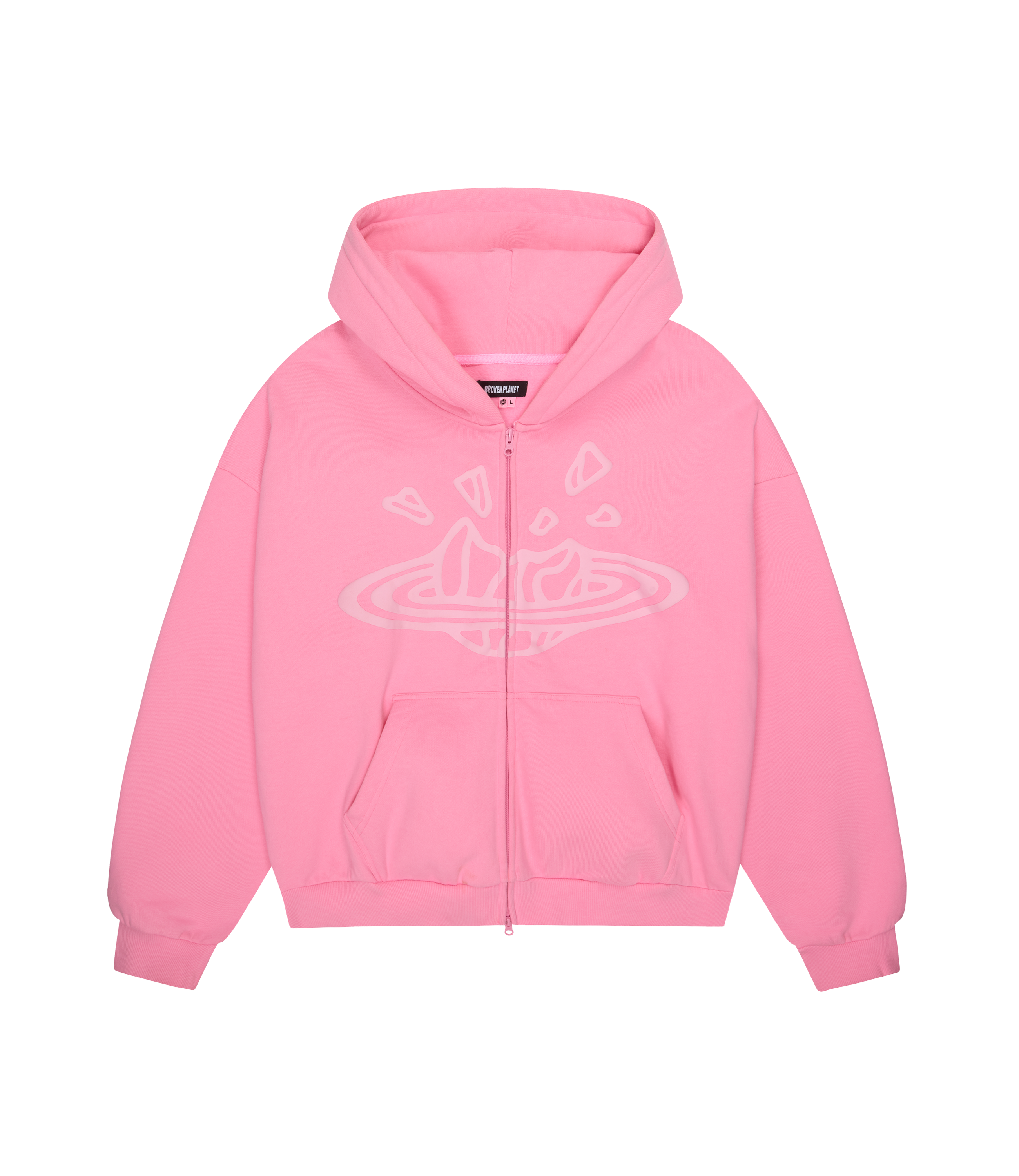 Broken Planet Zip-up Hoodie - Candy Pink
