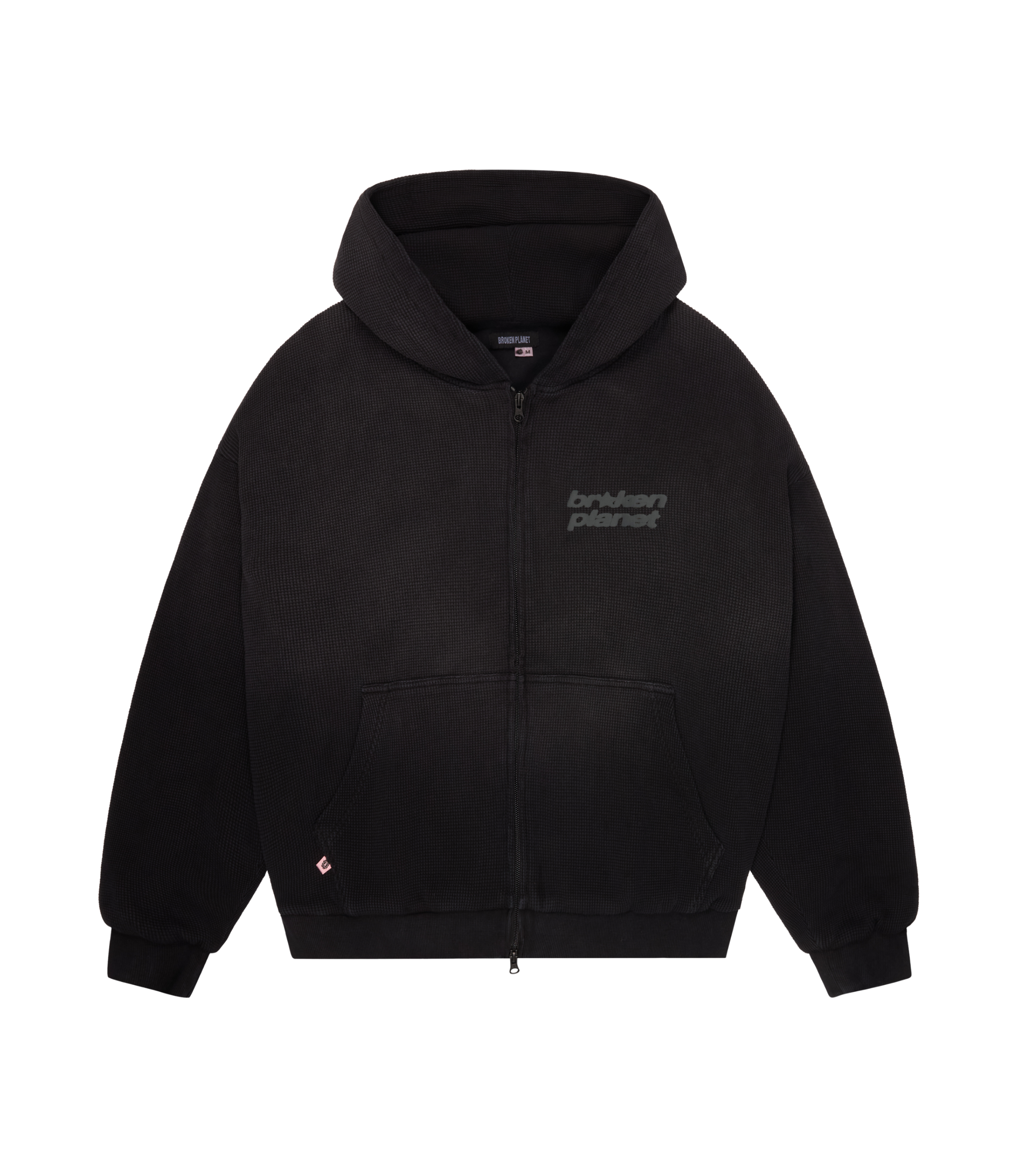 Star Logo Sunfaded Waffle Zip-up - Midnight Black