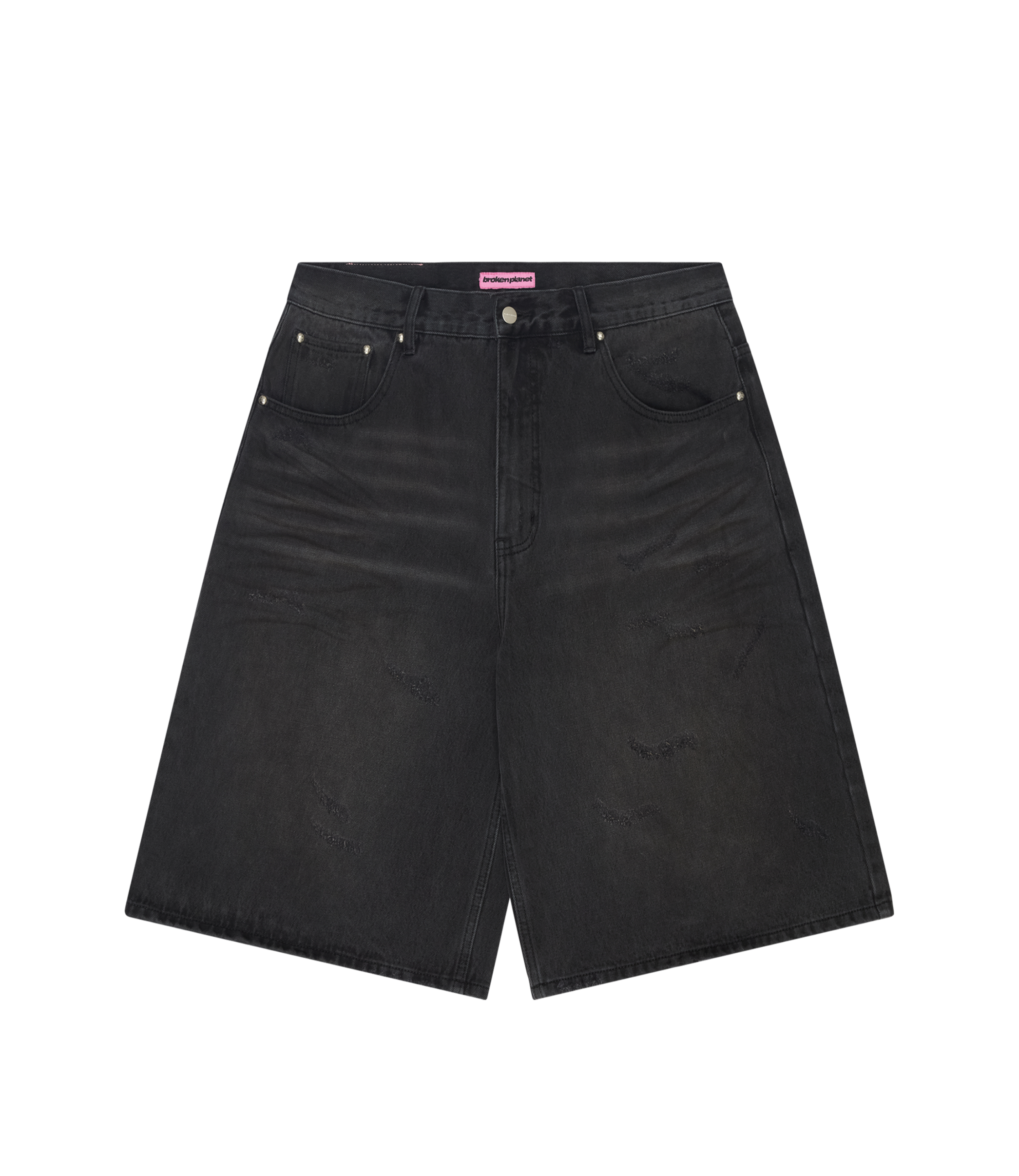 Distressed Denim Shorts - Washed Midnight Black