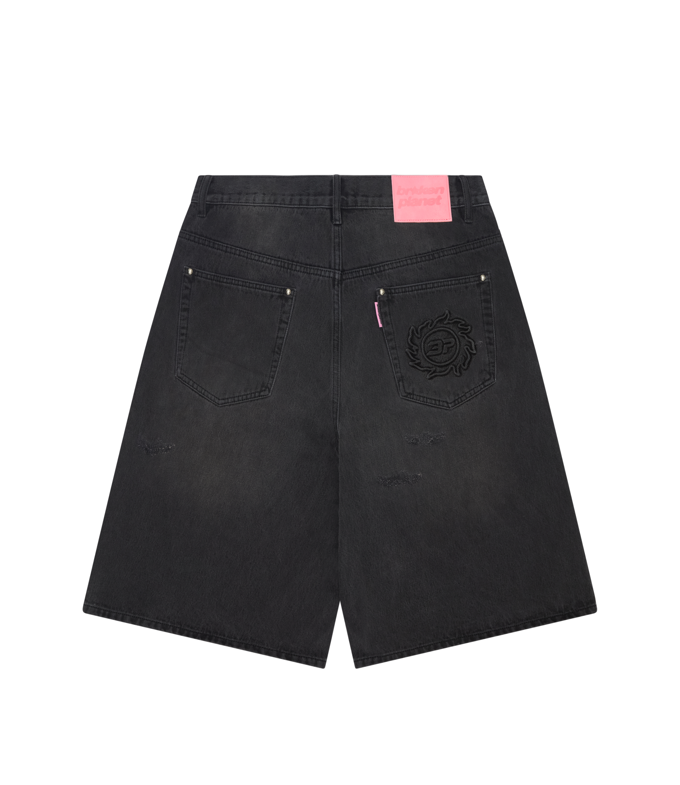Distressed Denim Shorts - Washed Midnight Black - 2