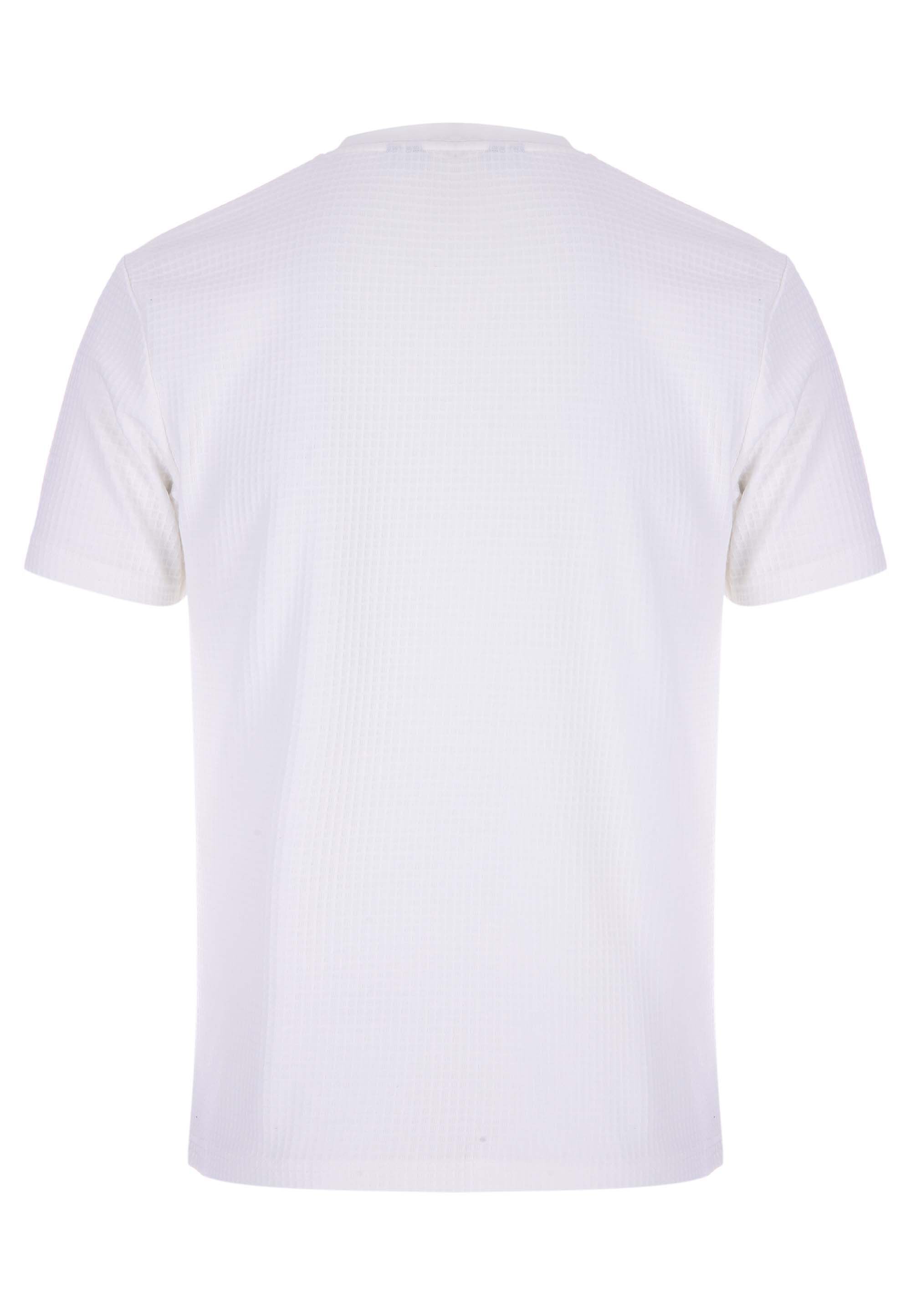 Mens Ecru Cotton Waffle Textured T-Shirt