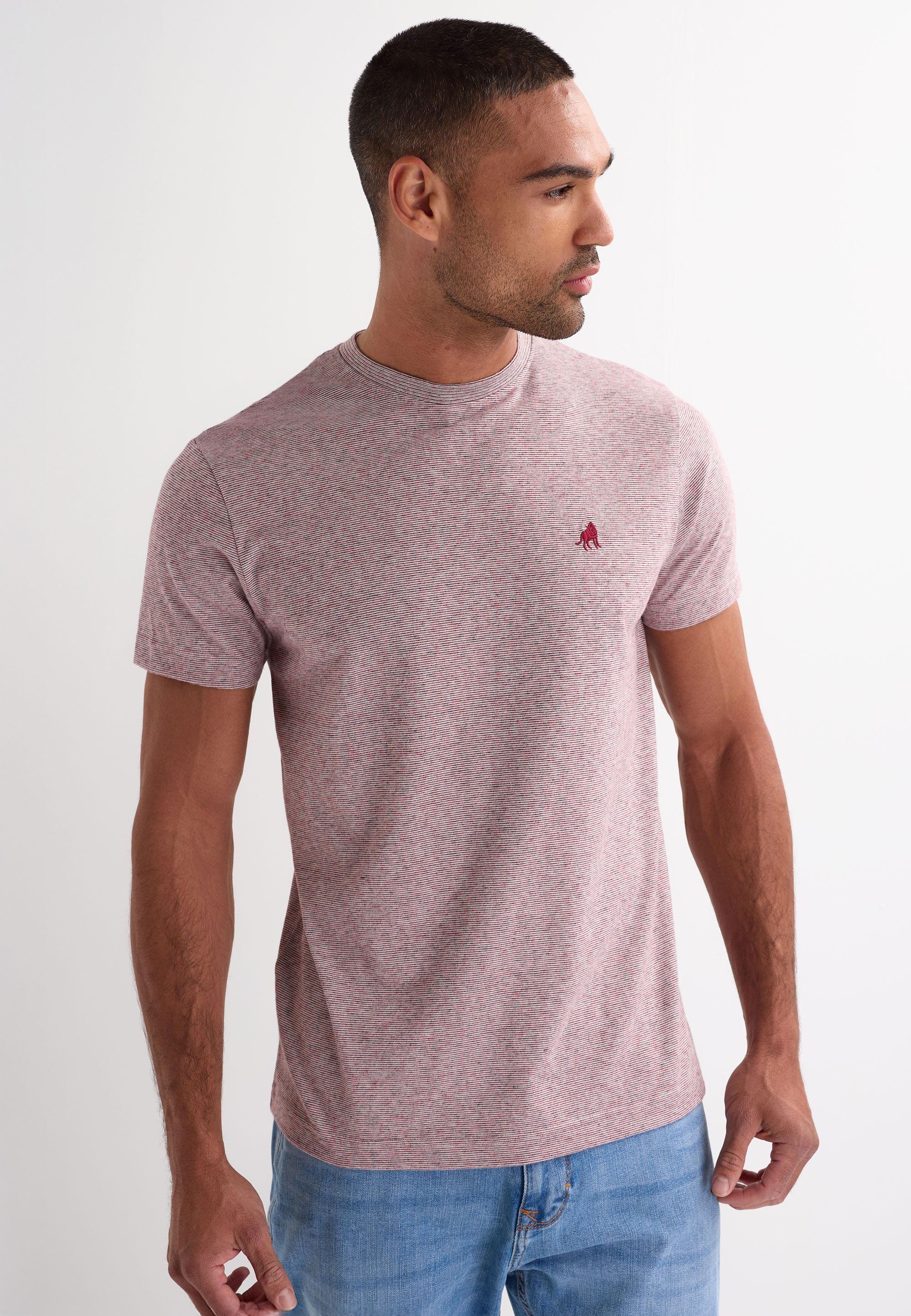 Mens Red Stripe Cotton Blend T-Shirt