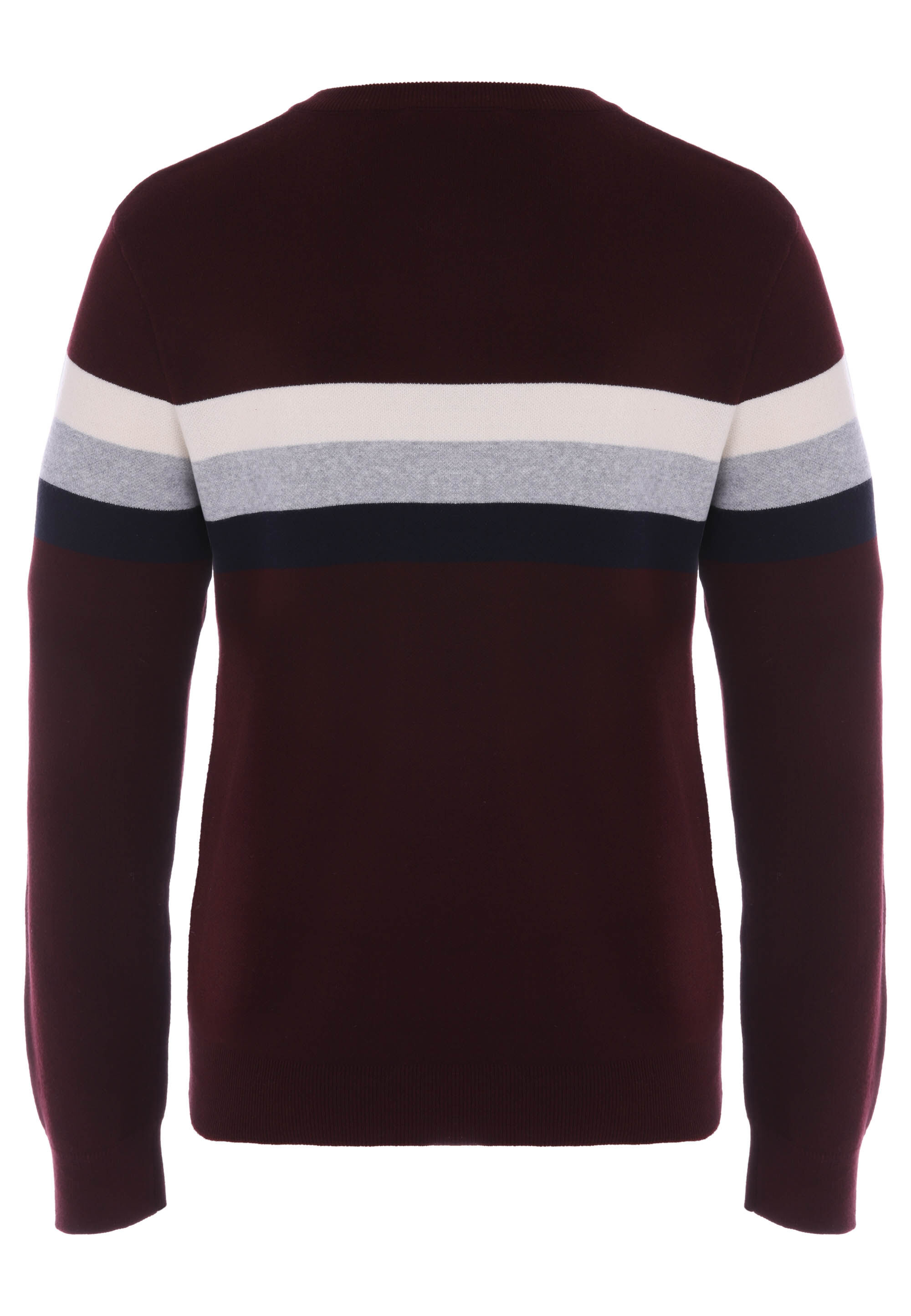 Mens Burgundy Stripe Colour Block Jumper