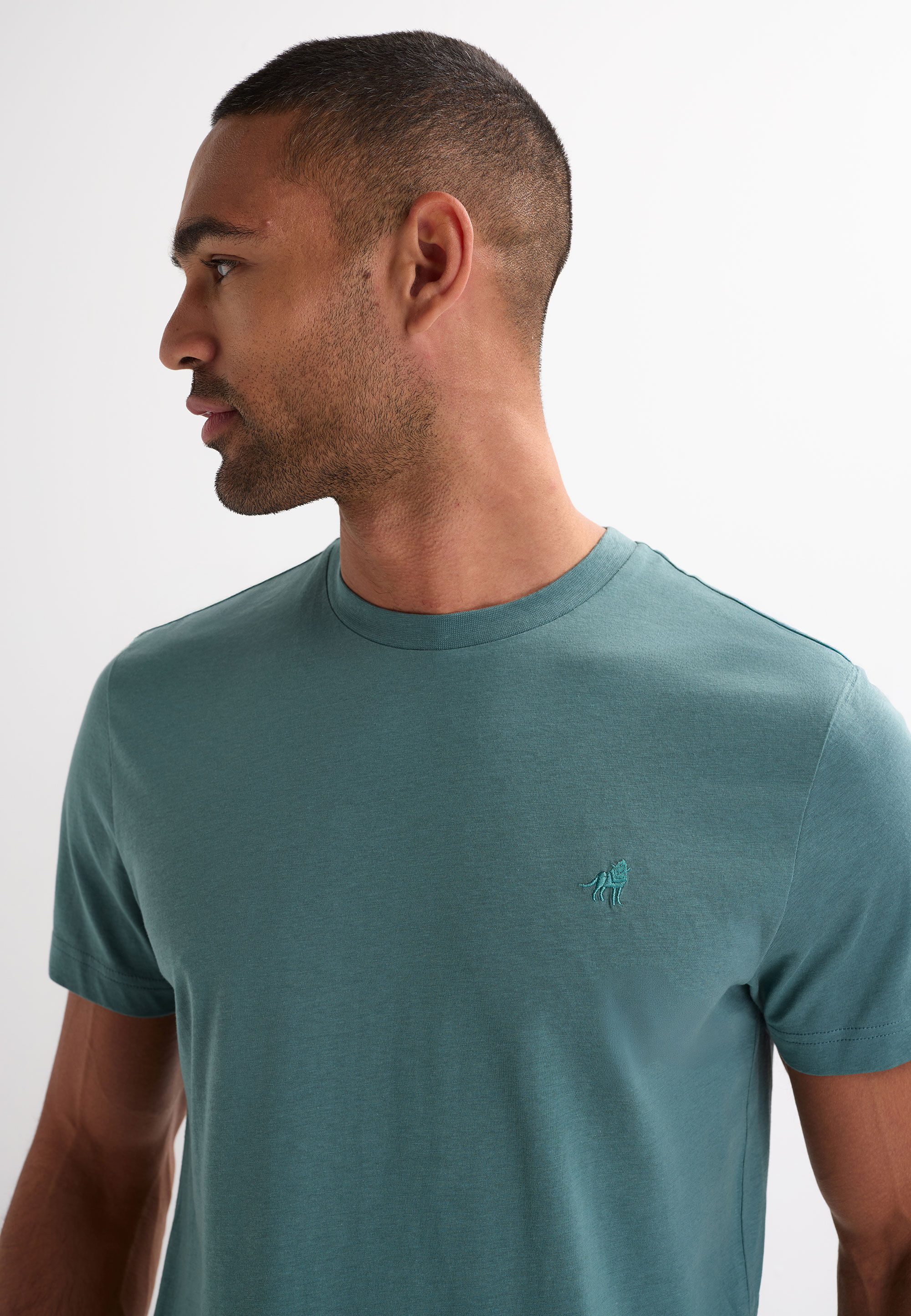 Mens Teal Crew Neck Cotton T-Shirt