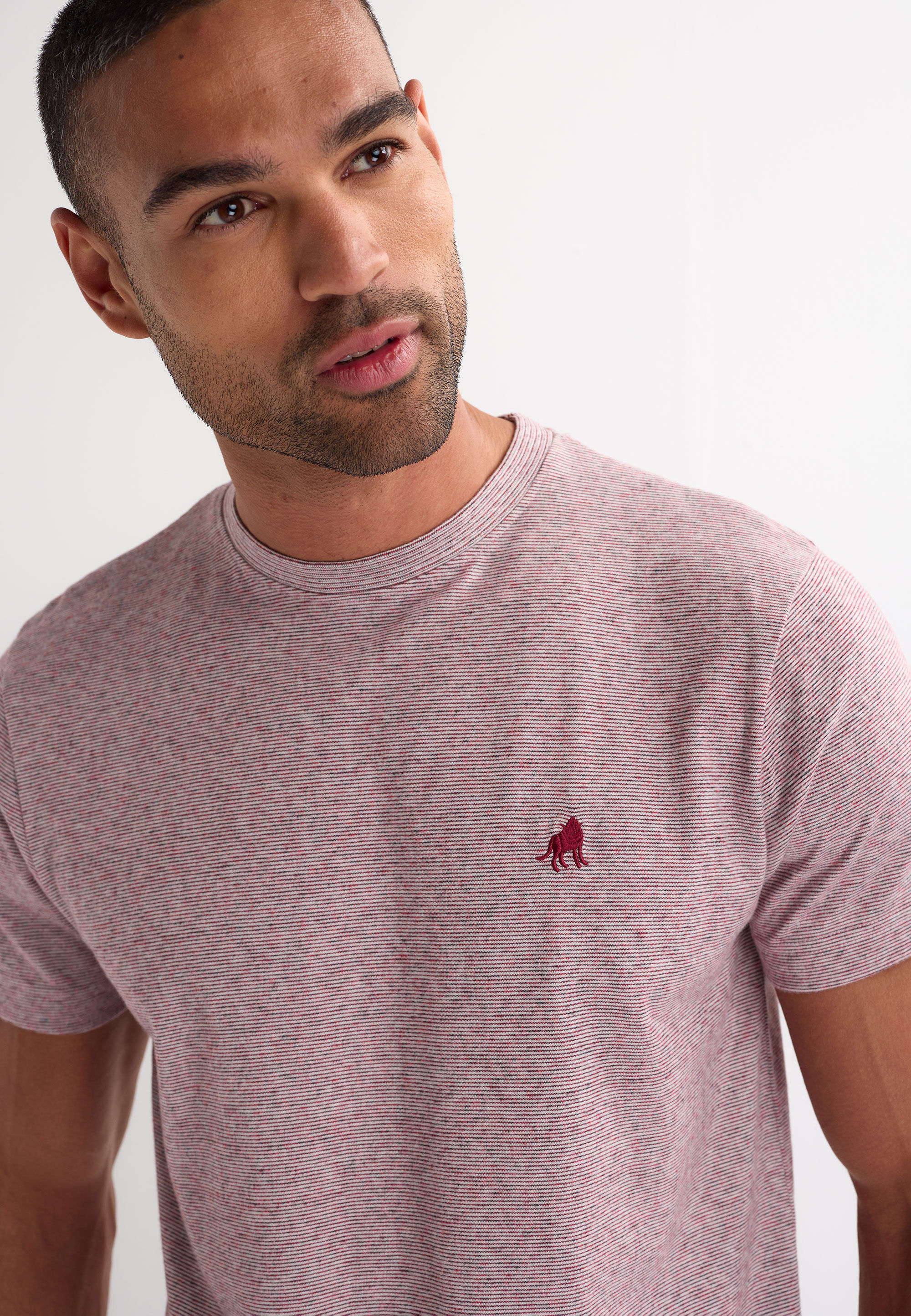 Mens Red Stripe Cotton Blend T-Shirt