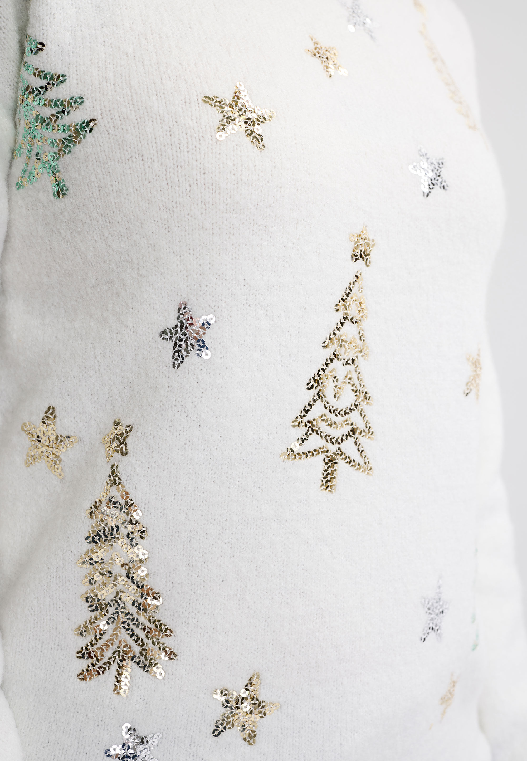 Older Girls Cream Sequin Christmas Tree Jumper