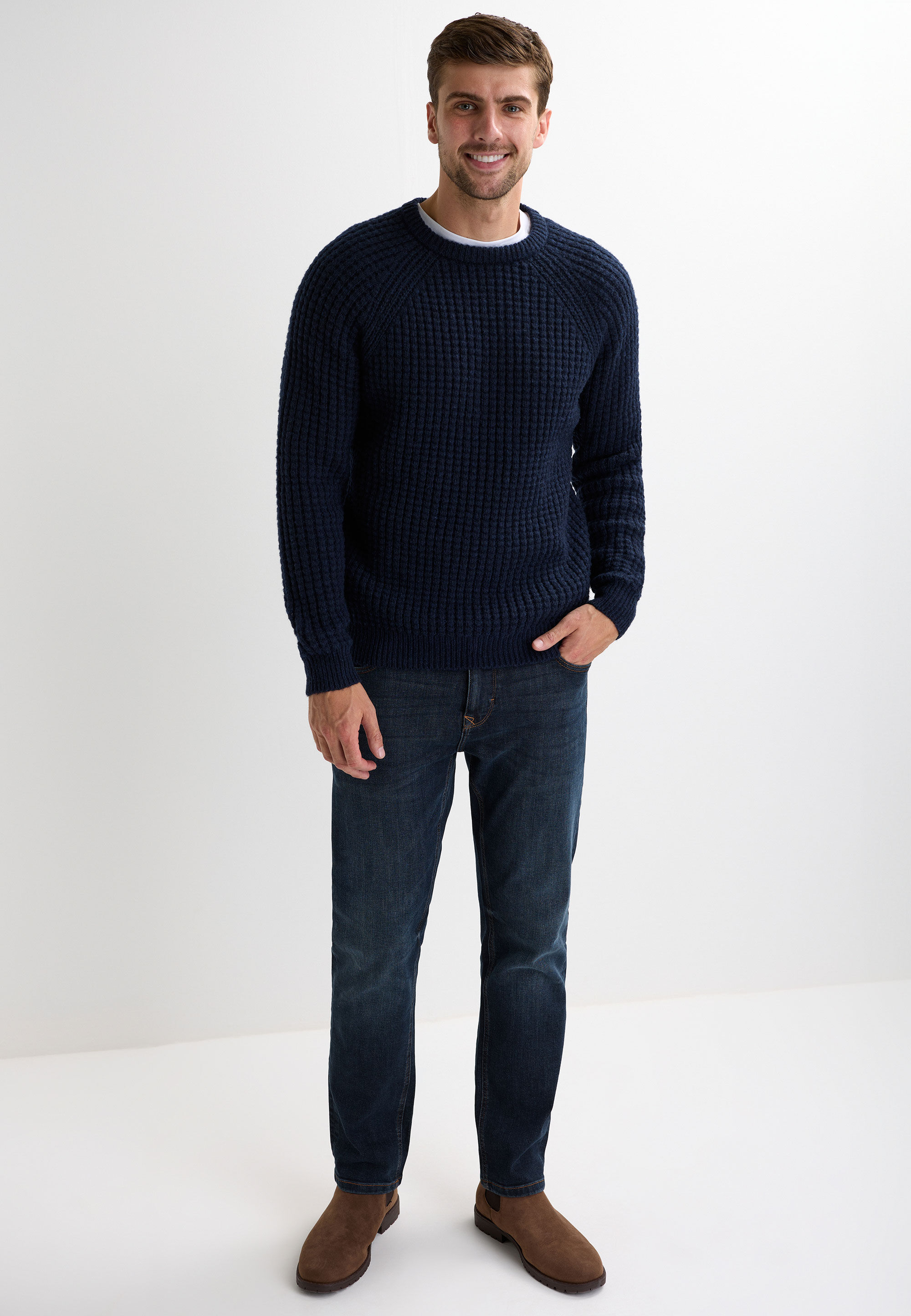 Mens Navy Cosy Knit Jumper