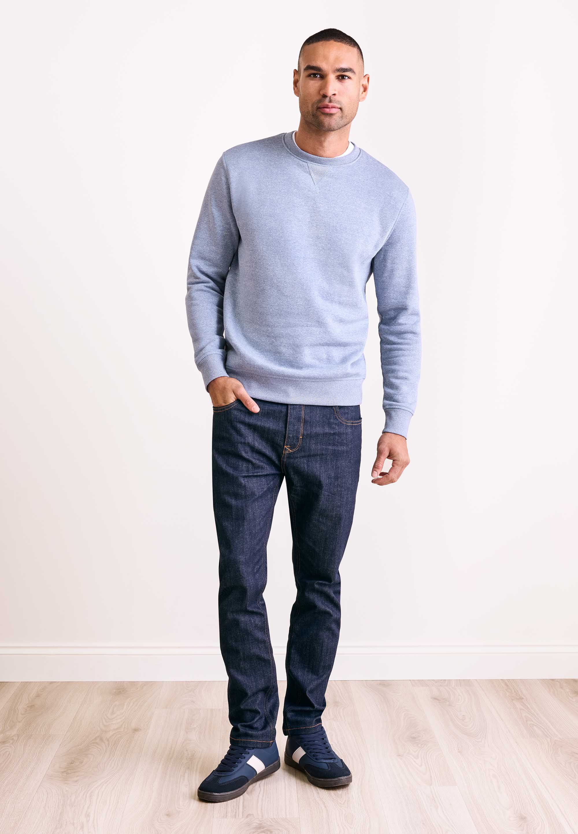 Mens Blue Grindle Crew Neck Sweatshirt