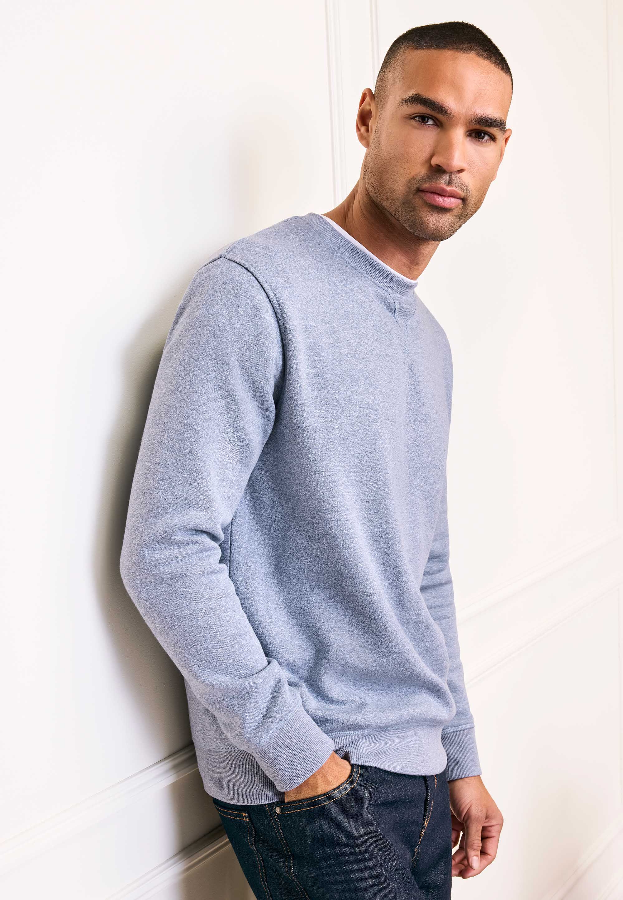 Mens Blue Grindle Crew Neck Sweatshirt