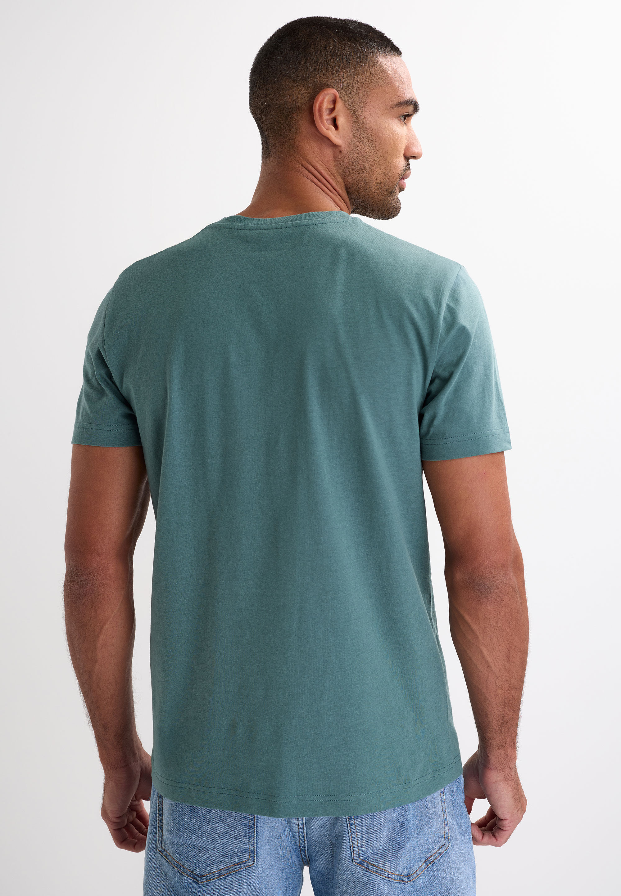 Mens Teal Crew Neck Cotton T-Shirt