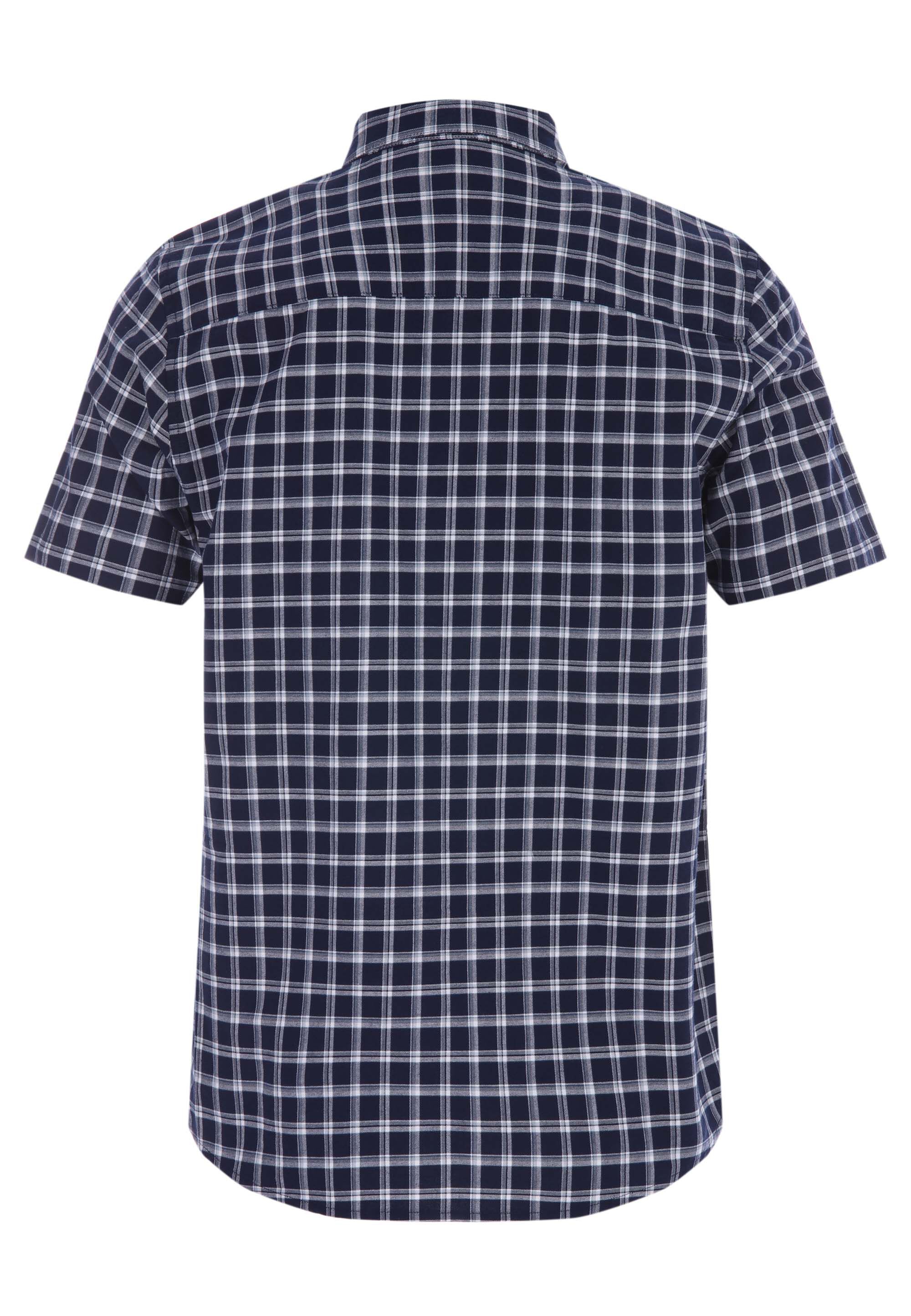 Mens Navy Check Cotton Oxford Shirt