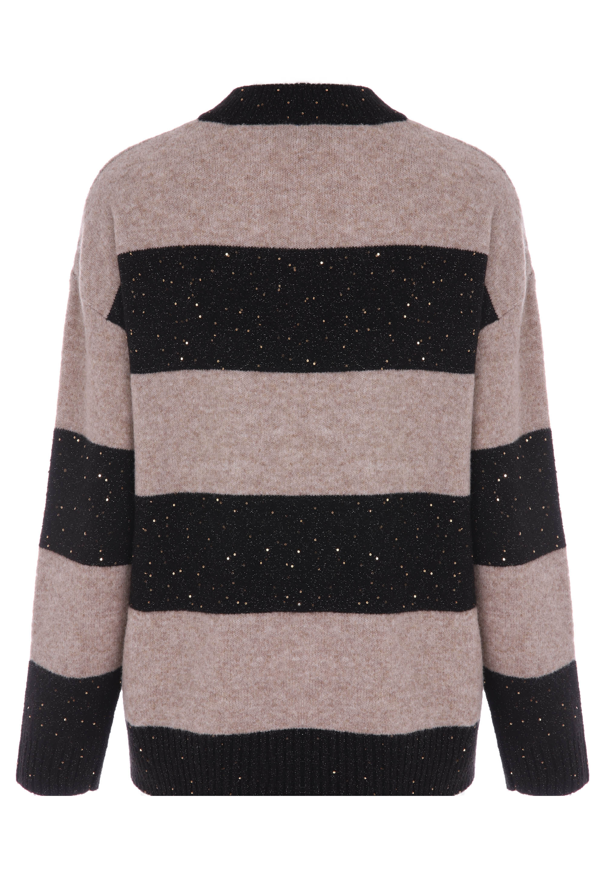 Womens Black Gold Sequin Stripe Jumper