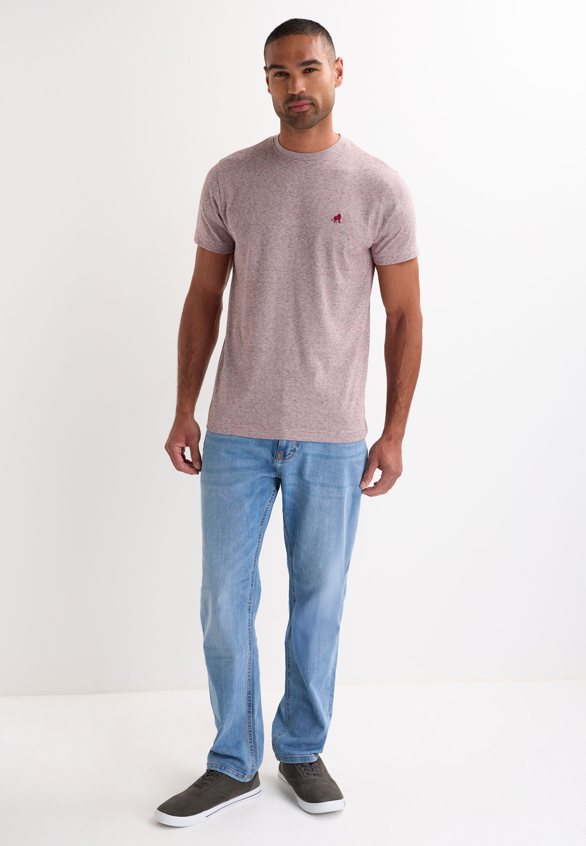 Mens Red Stripe Cotton Blend T-Shirt