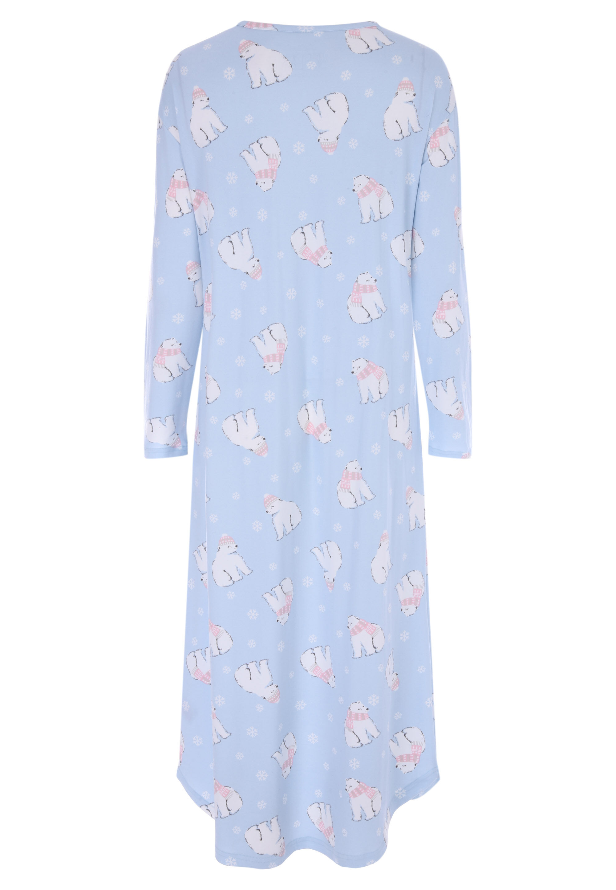 Womens Blue Polar Bear Print Long Nightdress