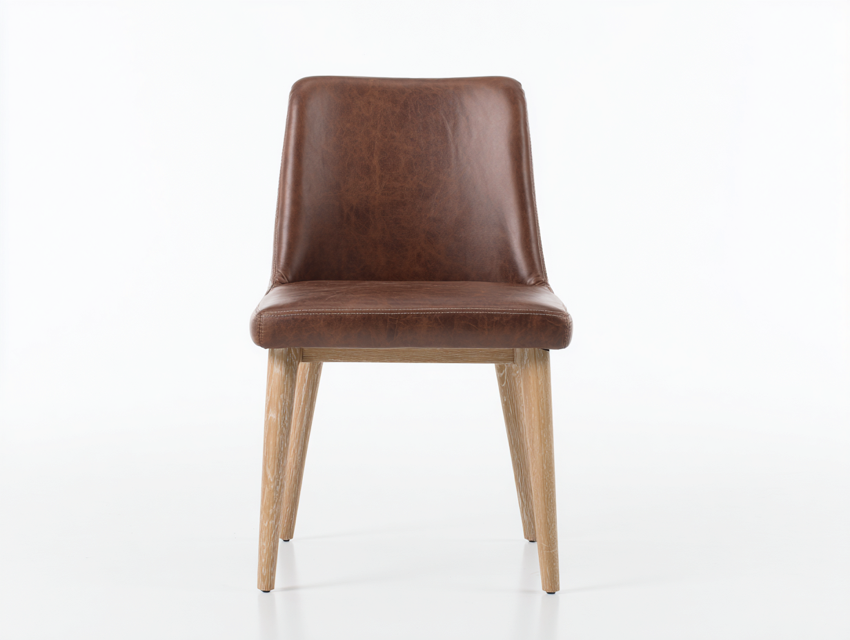 Chaise de salle à manger - Similicuir-Bois - 49x56x84 cm - Brun tabac-Bois clair - Contemporain-Tadorzahome