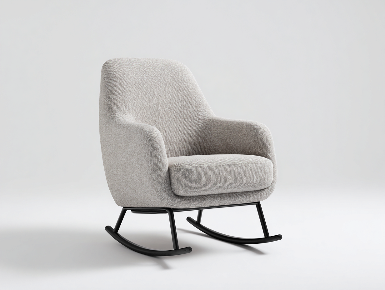 Fauteuil à bascule - tissu - métal - 80 x 75 x 91 cm - gris clair-noir - style moderne-Tadorzahome