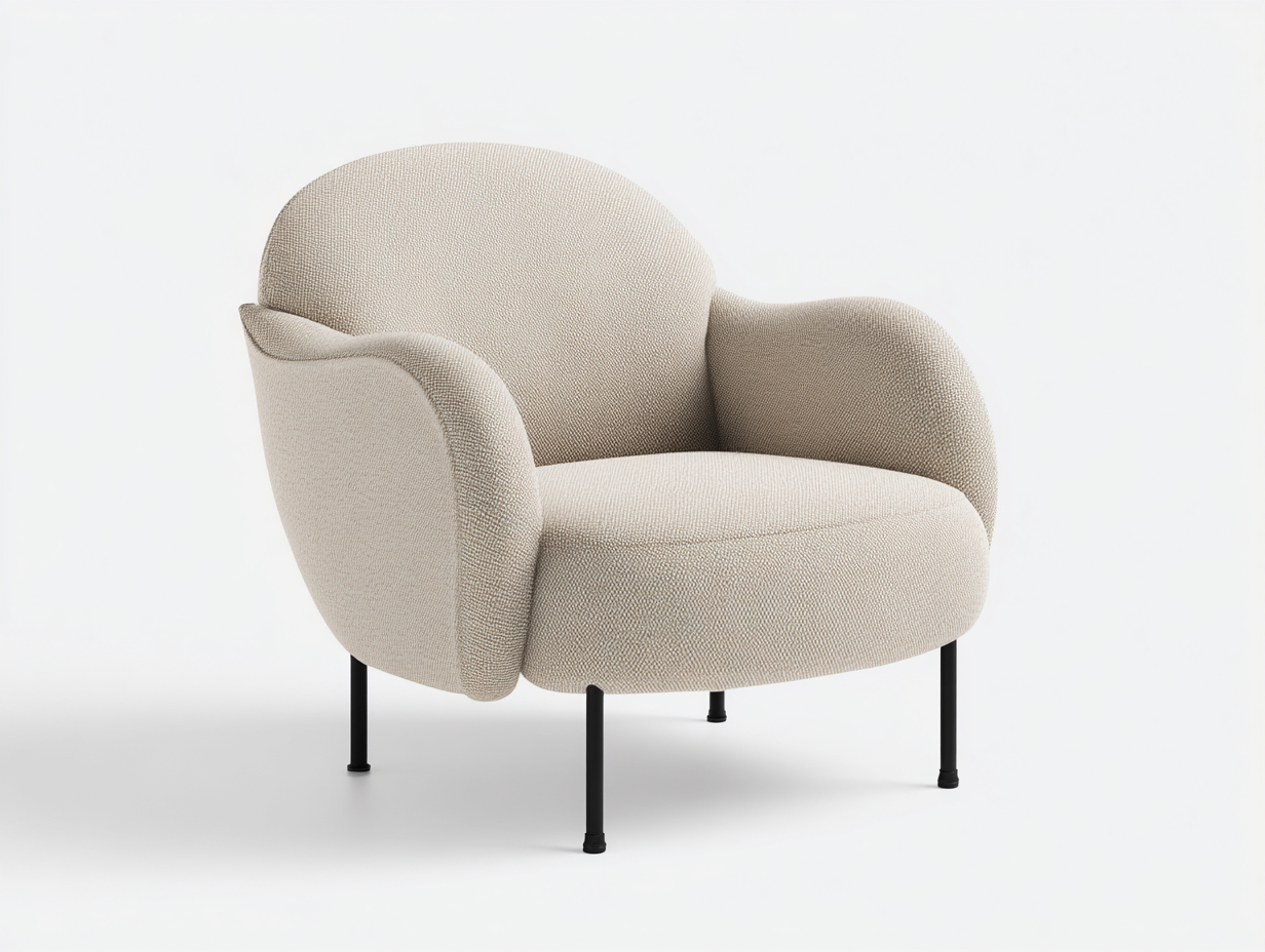 Fauteuil-tissu-98x83x78 cm-beige-noir-style moderne courbé-Tadorzahome
