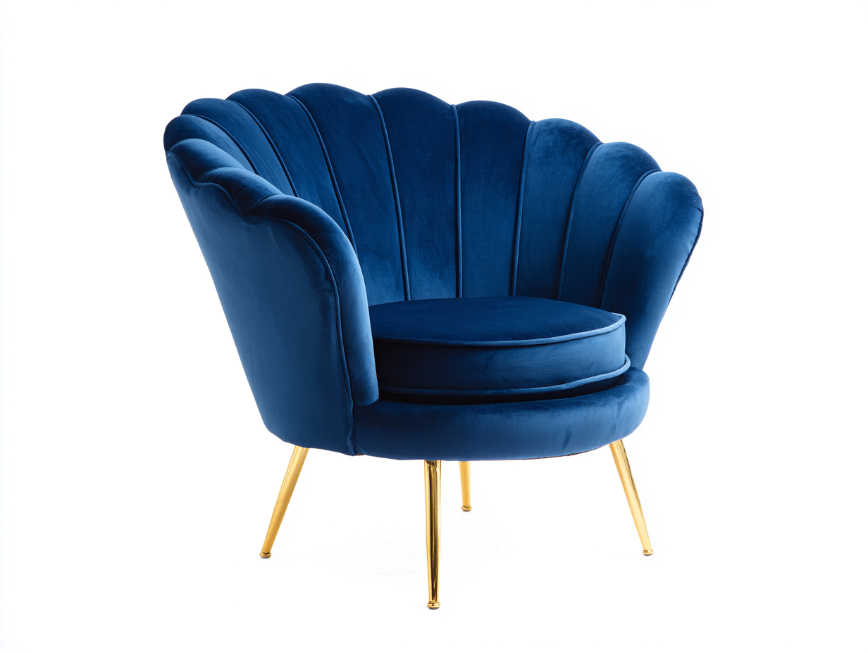 Fauteuil-velours-métal-95x84x78 cm-bleu roi-doré-style rétro glamour-Tadorzahome
