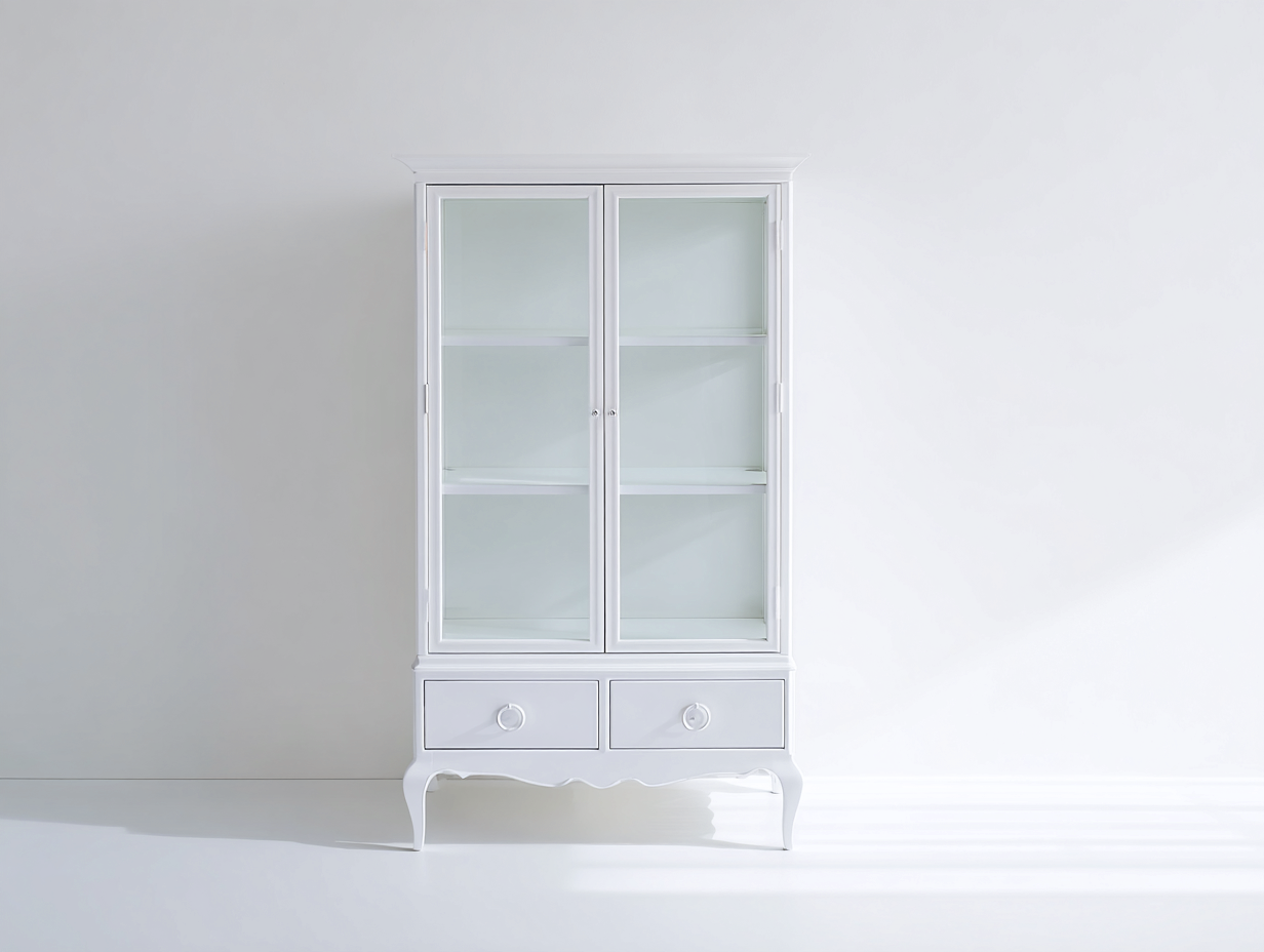 Vitrine-bois MDF-verre-82x38x165 cm-blanc-style classique-Tadorzahome