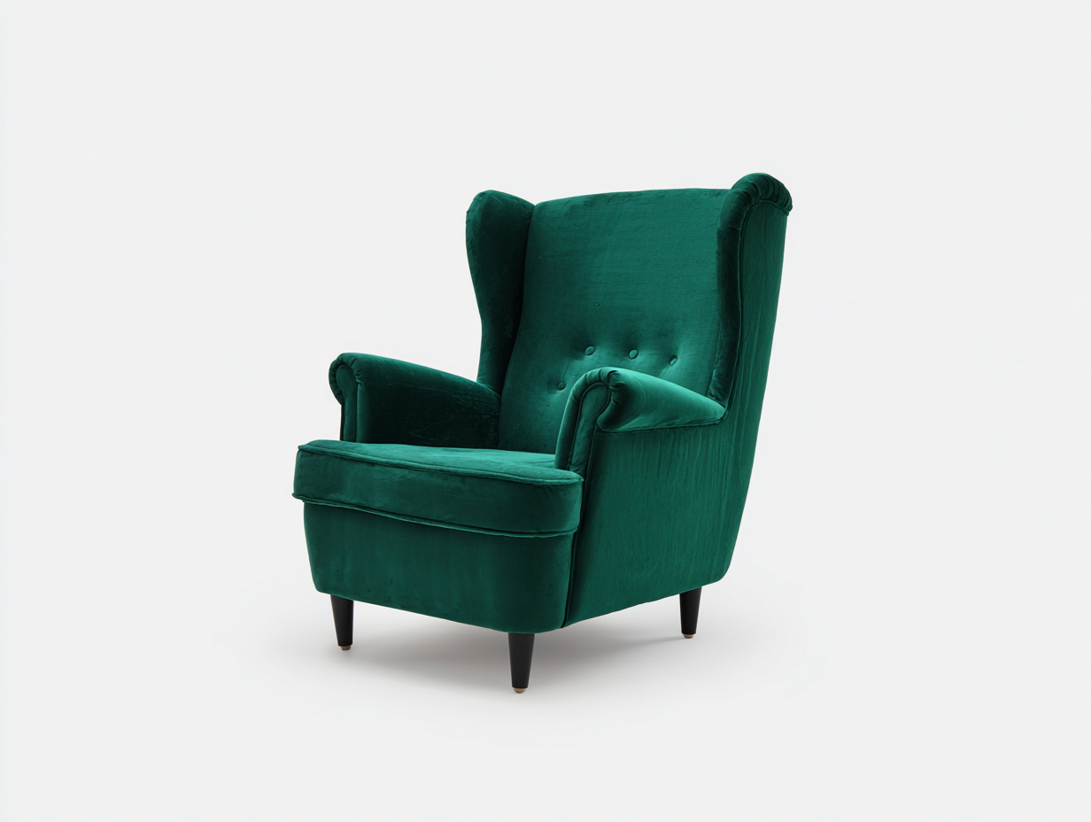 Fauteuil-velours-92x86x100 cm-vert foncé-noir-style oreilles vintage-Tadorzahome