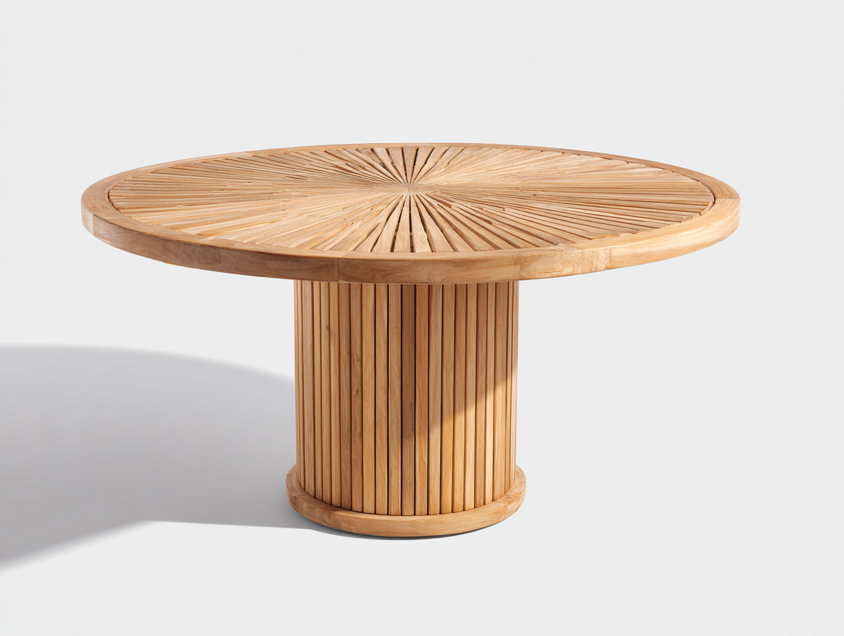 Table de jardin- bois- 155x155x75 cm- bois naturel- design rayonnant-Tadorzahome
