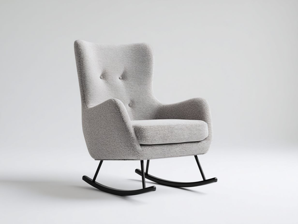 Fauteuil à bascule - tissu - métal - 84 x 78 x 100 cm - gris clair-noir - style moderne-Tadorzahome