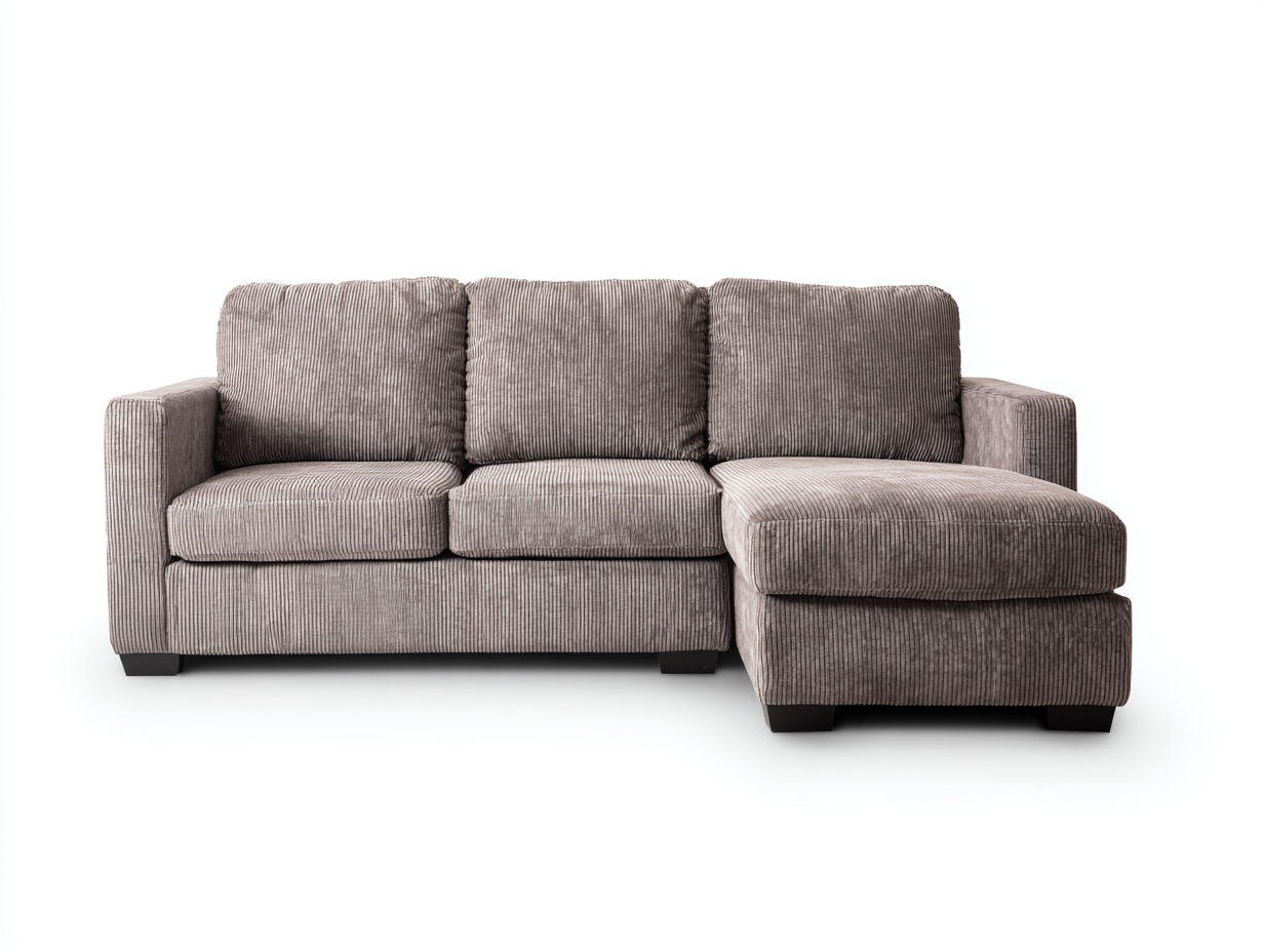 Canapé d'angle - Tissu-Bois - 248x157x82 cm - Gris taupe - Contemporain-Tadorzahome