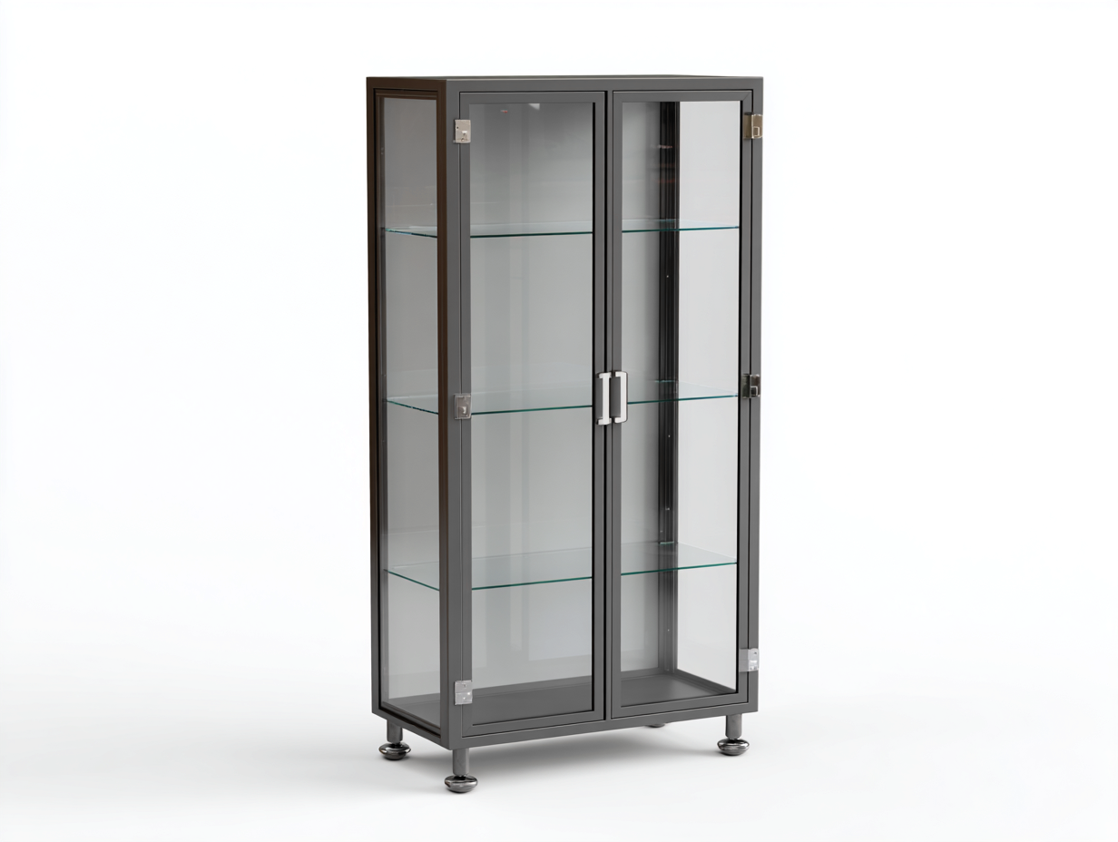 Vitrine - métal-verre - 84x36x188 cm - gris graphite - style contemporain-Tadorzahome