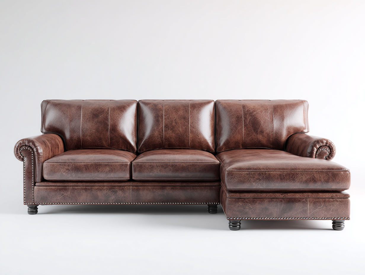 Canapé d'angle - Cuir synthétique - 252x168x84 cm - Marron vieilli - Style industriel-Tadorzahome