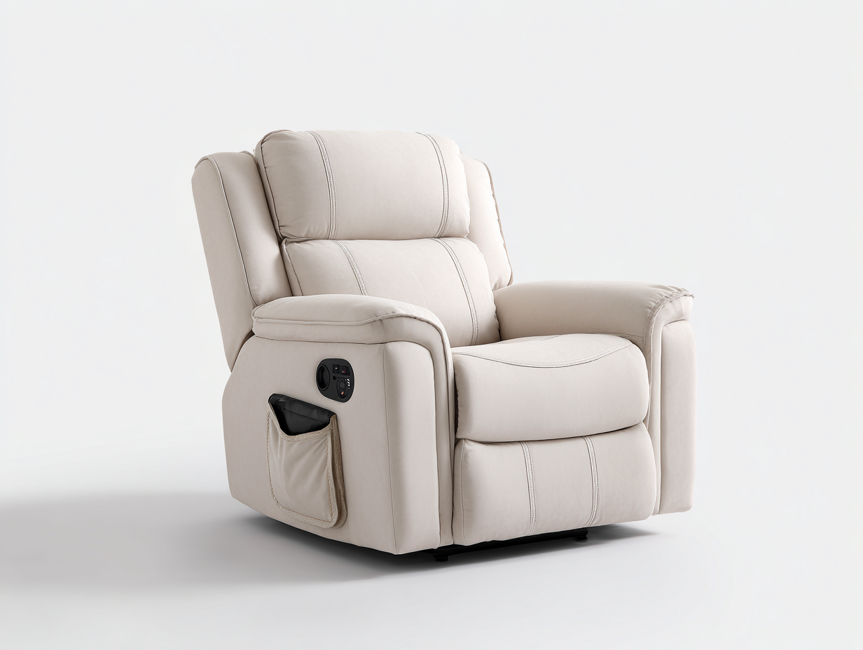 Fauteuil relax - tissu - 104x90x103 cm - beige crème - moderne-Tadorzahome