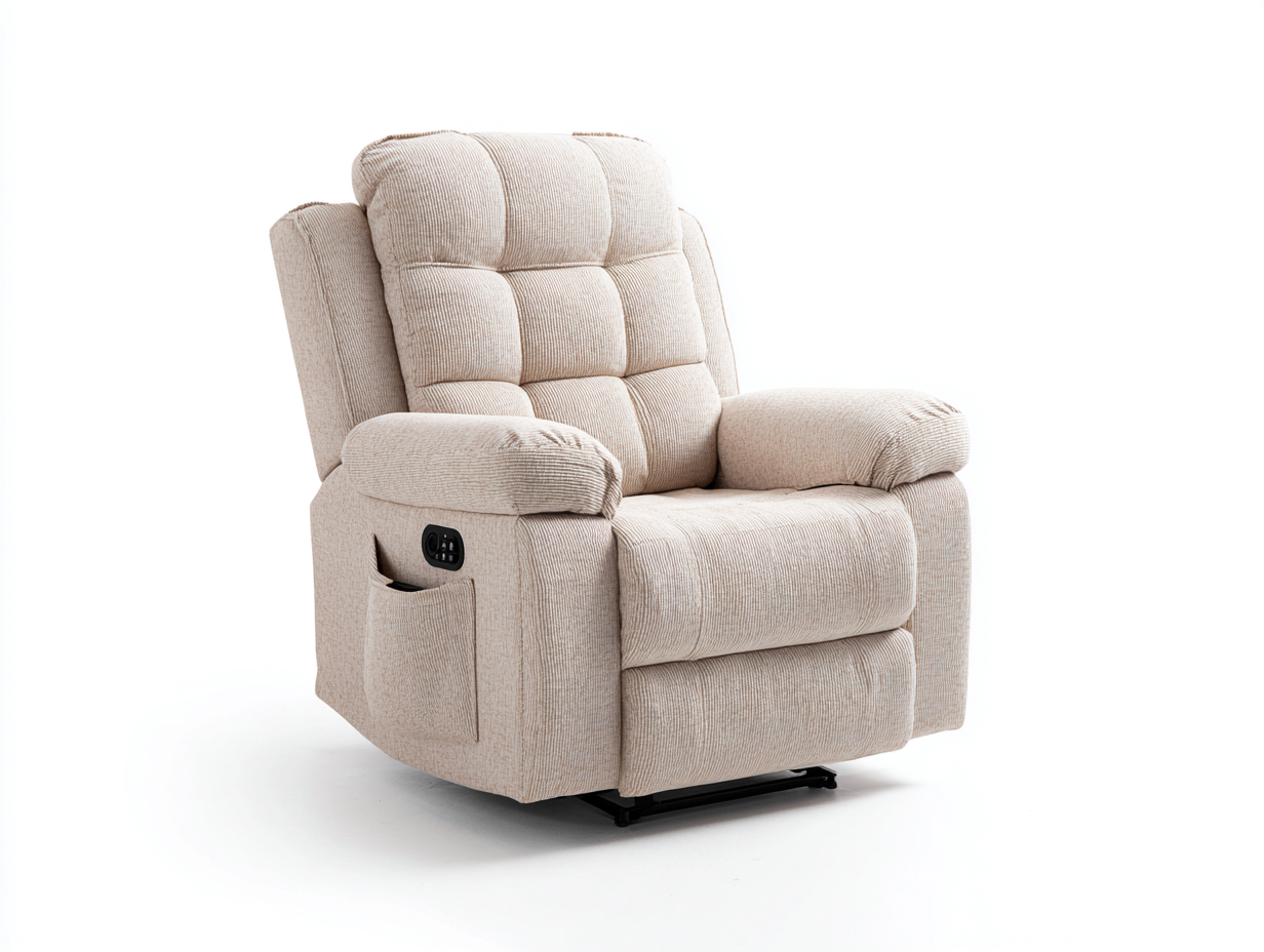 Fauteuil relax - tissu côtelé - 103x88x104 cm - beige clair - contemporain-Tadorzahome