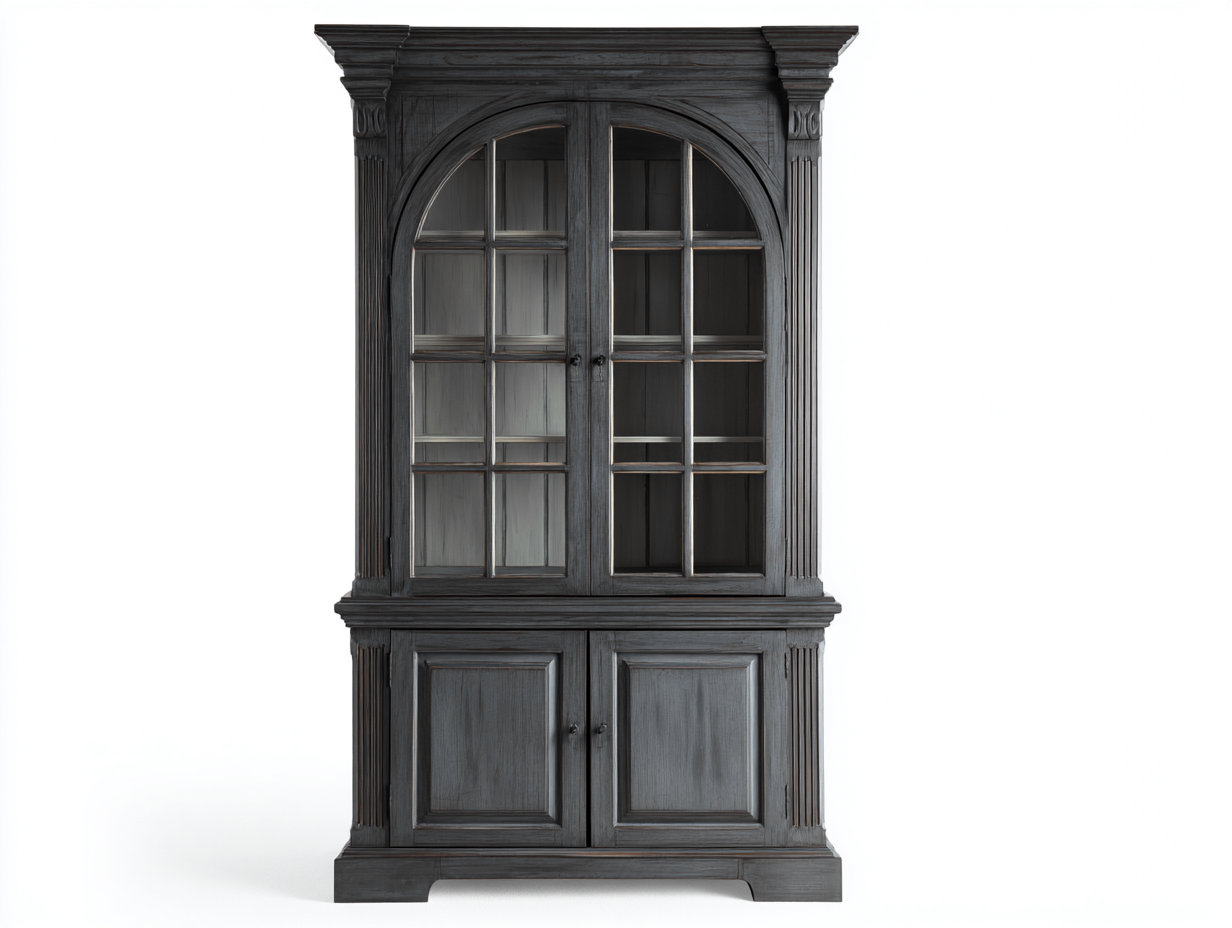 Vitrine - bois-verre - 116x46x224 cm - gris ardoise - style classique-Tadorzahome